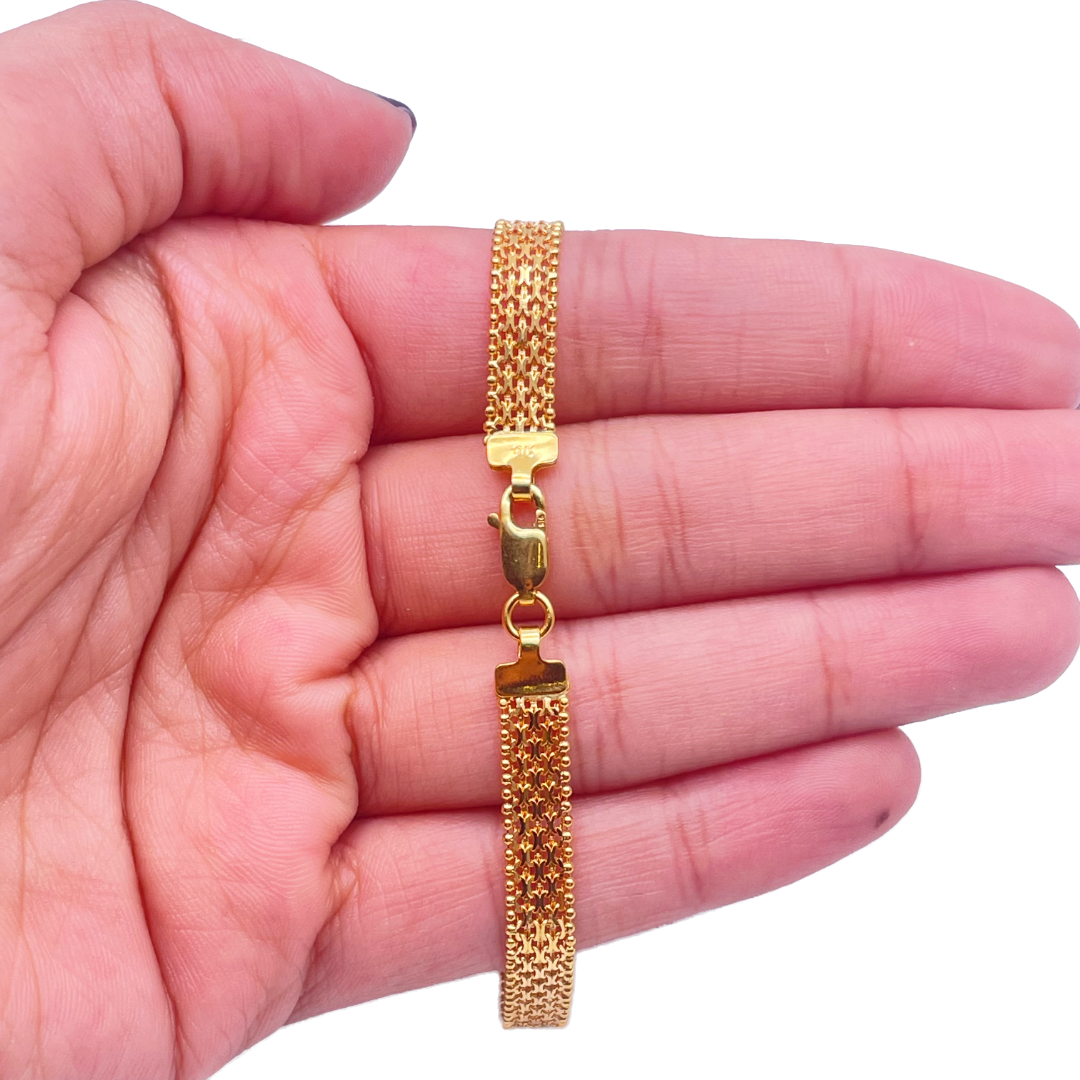 22ct Yellow Gold Flat Braided Twisted Bracelet 7 Inches 5mm width