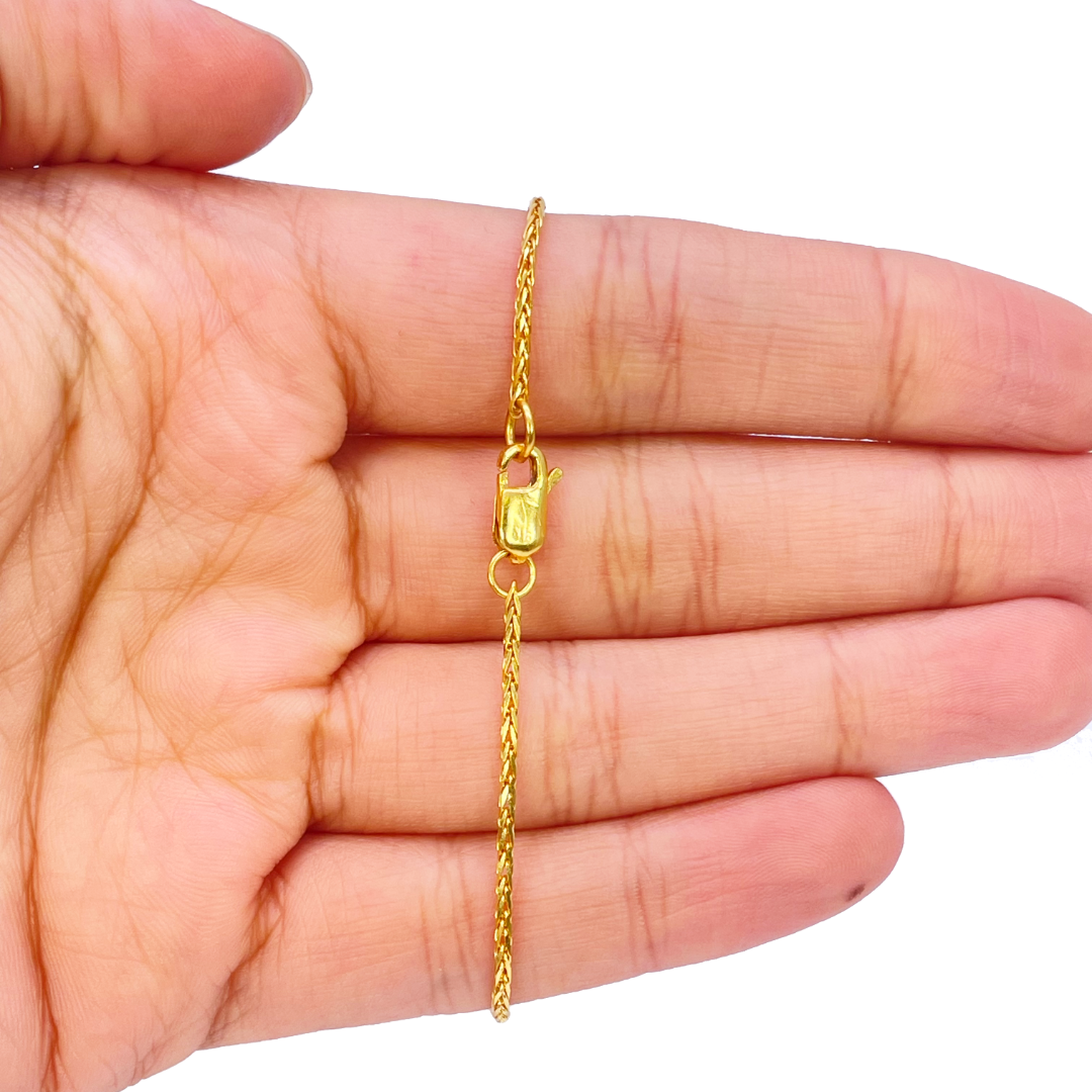 22ct Yellow Gold Seven Diamond Cut & Cubic Zirconia Sparkly Beaded Bracelet 6.5 inches