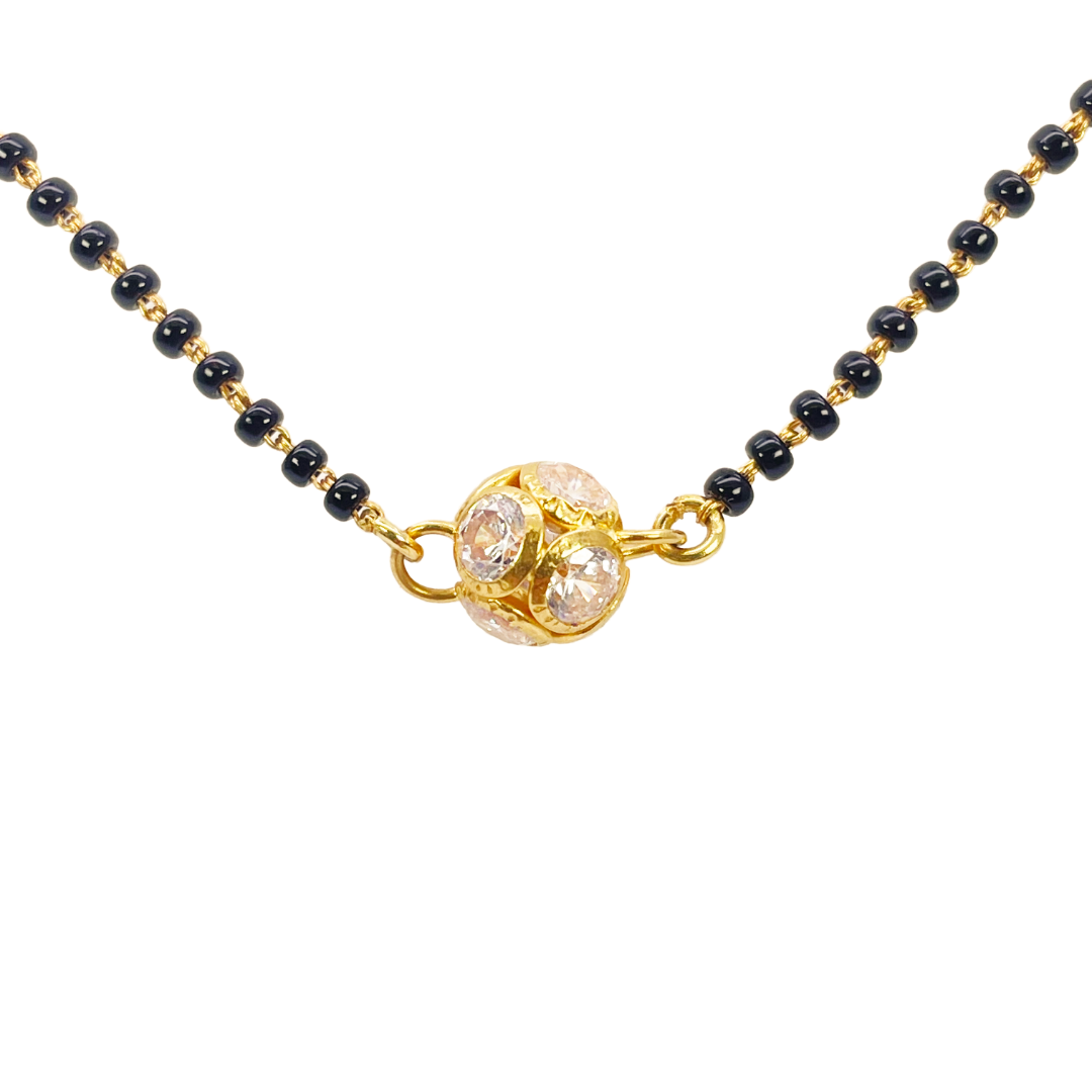 22ct Yellow Gold Cubic Zirconia Sparkly Ball Mangalsutra 16 inches 5.8gm
