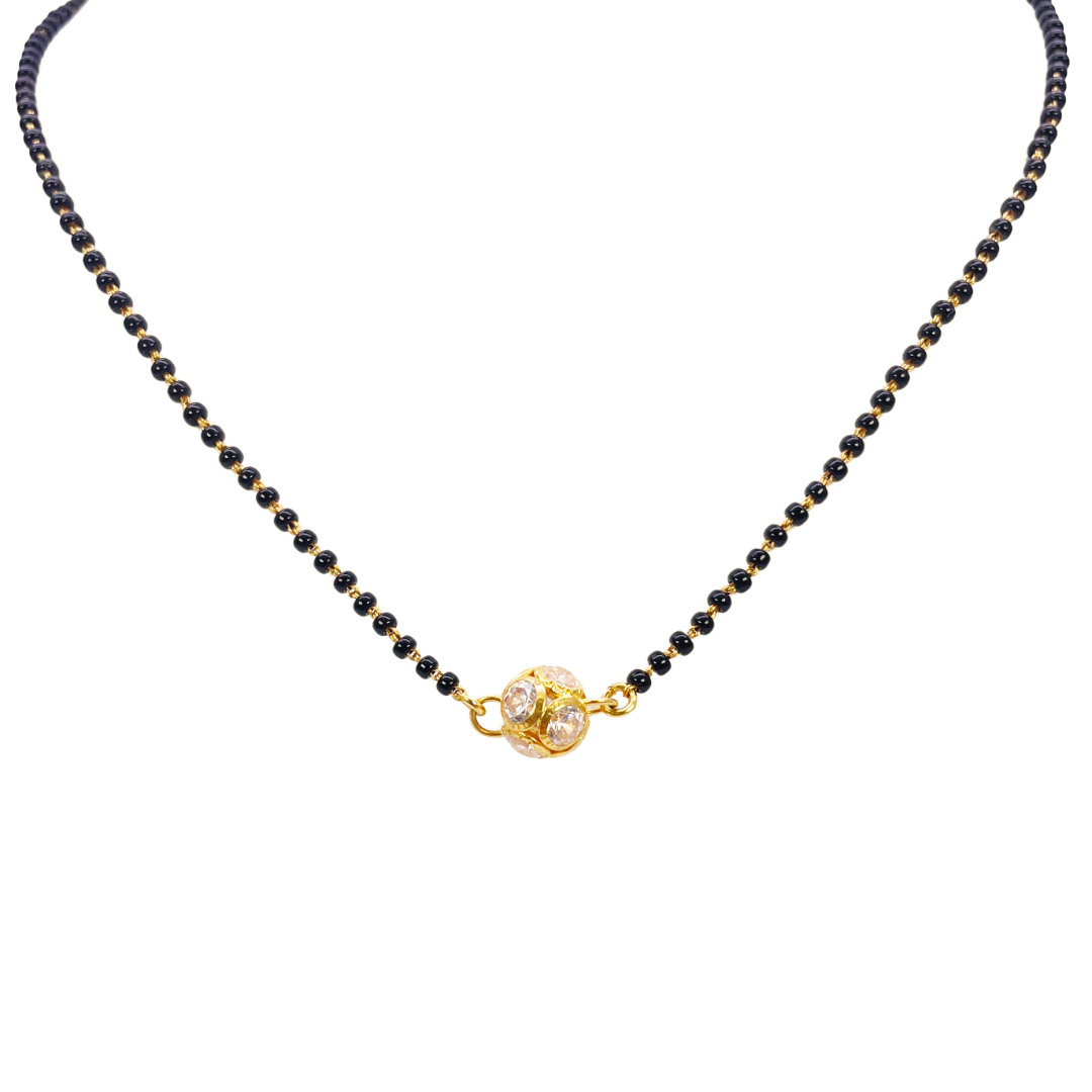 22ct Yellow Gold Cubic Zirconia Sparkly Ball Mangalsutra 16 inches 5.8gm