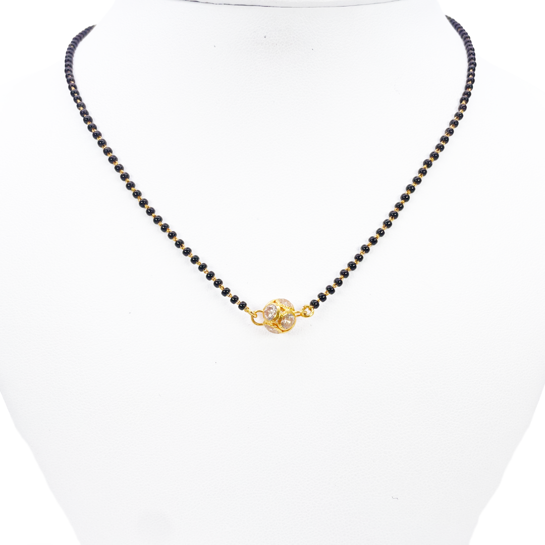 22ct Yellow Gold Cubic Zirconia Sparkly Ball Mangalsutra 16 inches 5.8gm