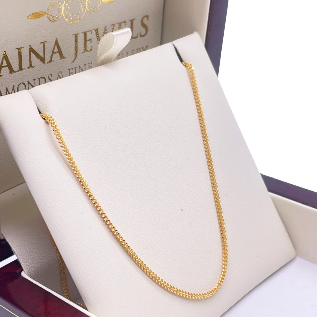 22ct Yellow Gold Mens/Ladies FoxTail Chain Necklace 18''inches 1.4mm Width