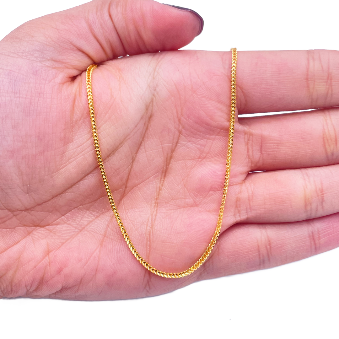 22ct Yellow Gold Mens/Ladies FoxTail Chain Necklace 18''inches 1.4mm Width