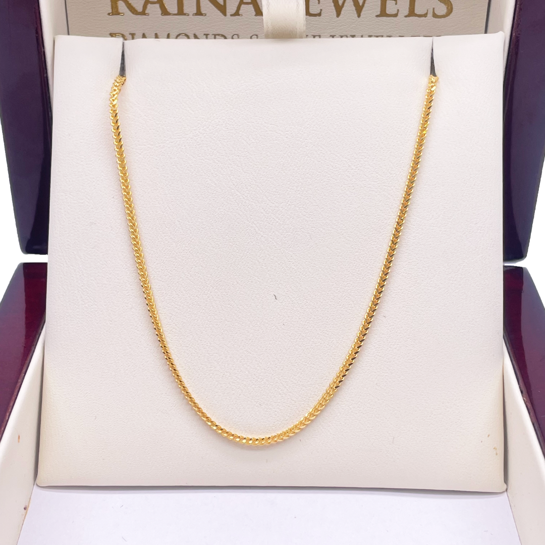 22ct Yellow Gold Mens/Ladies FoxTail Chain Necklace 18''inches 1.4mm Width