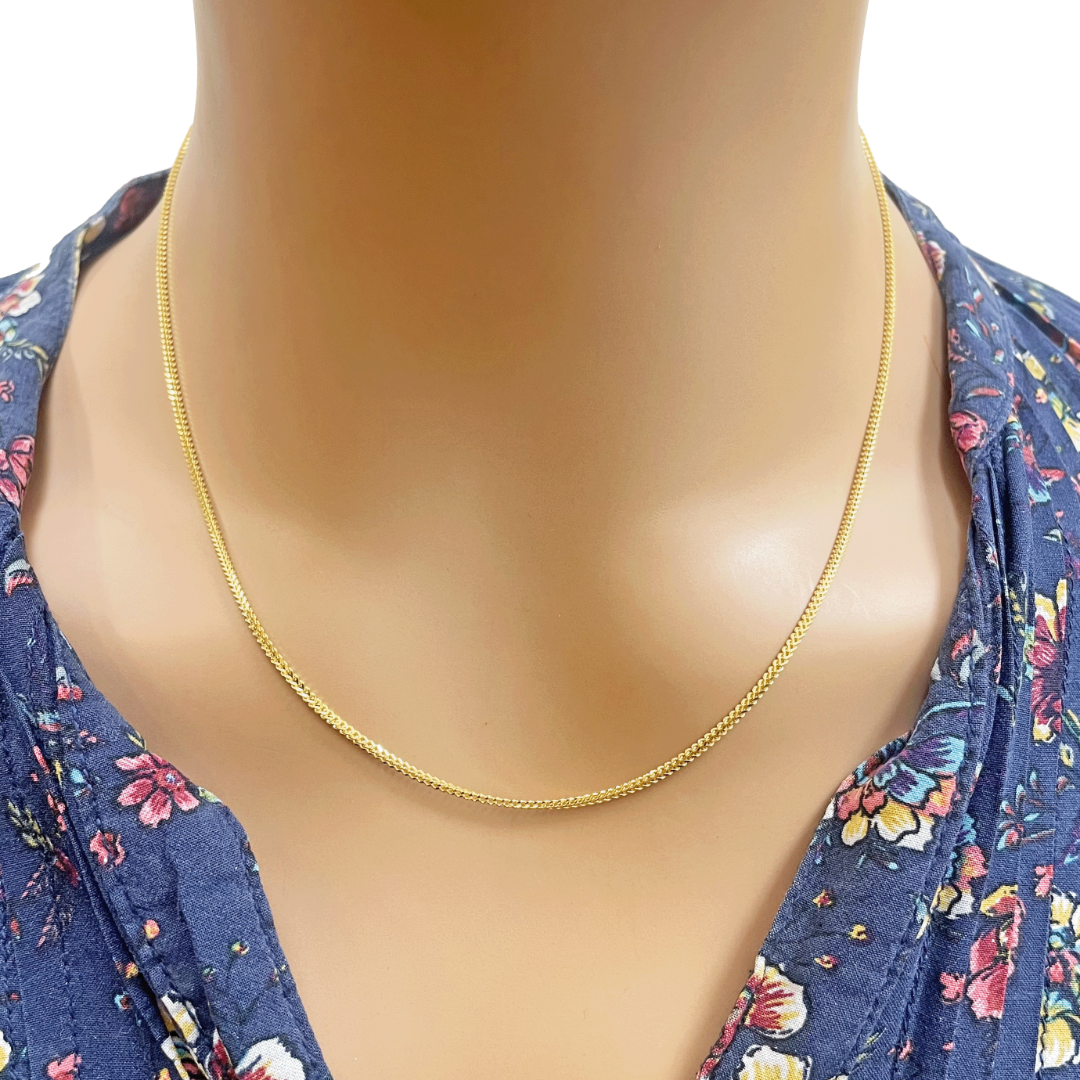 22ct Yellow Gold Mens/Ladies FoxTail Chain Necklace 18''inches 1.4mm Width
