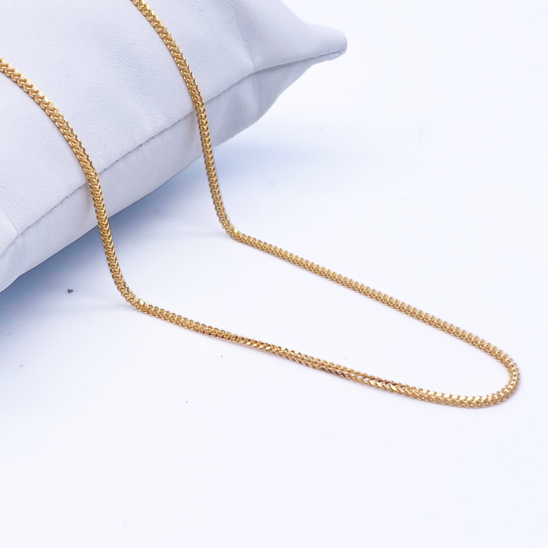 22ct Yellow Gold Mens/Ladies FoxTail Chain Necklace 18''inches 1.4mm Width