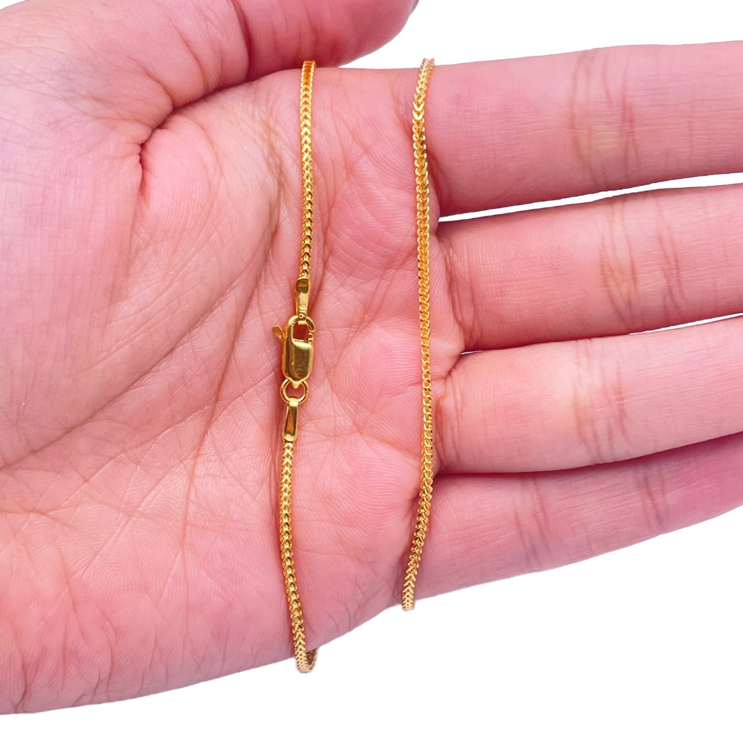 22ct Yellow Gold Mens/Ladies FoxTail Chain Necklace 18''inches 1.4mm Width