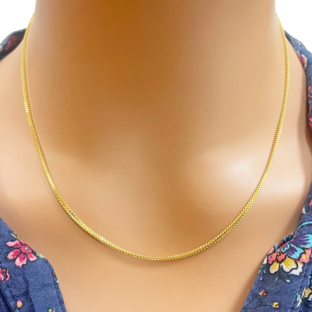 22ct Yellow Gold Mens/Ladies FoxTail Chain Necklace 18''inches 1.4mm Width