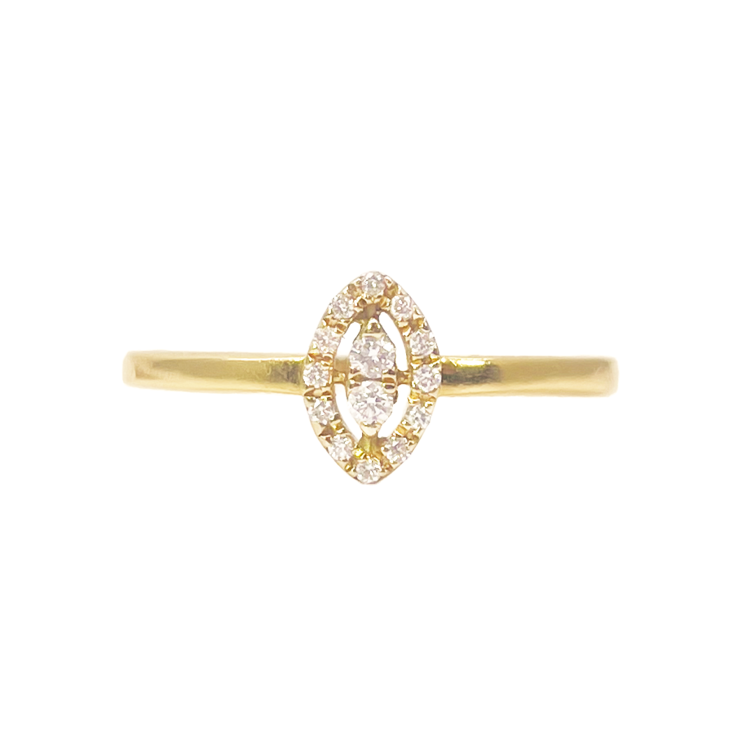18ct Yellow Gold Natural Round Diamond Fancy Oval Ring 0.10ct