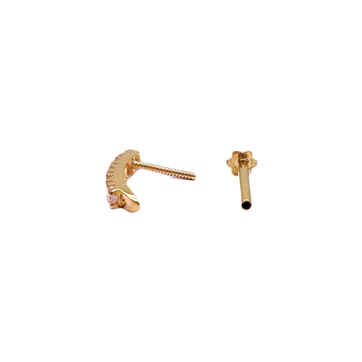 22ct Yellow Gold & Cubic Zirconia J-Bar Four Stone Nose Studs/Nose Pin, 9mm