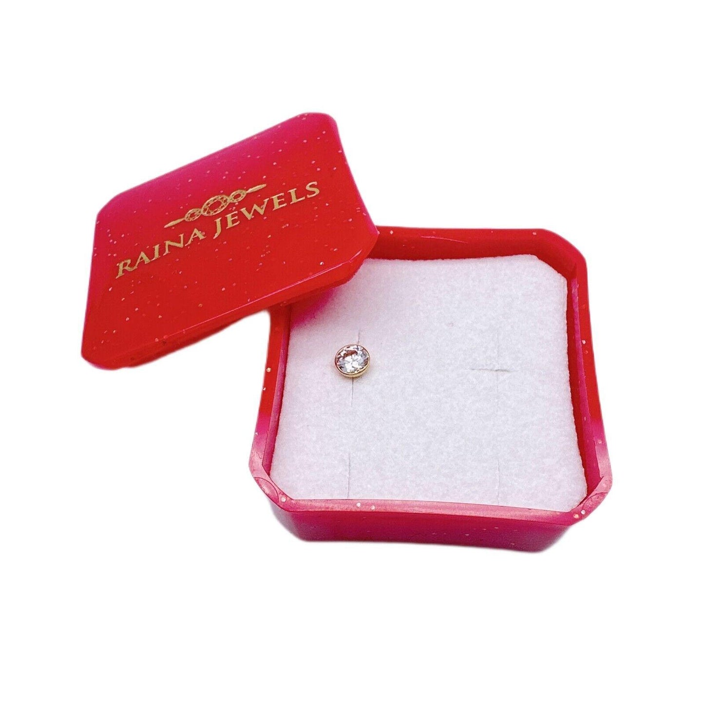 22ct Yellow Gold & Cubic Zirconia Nose Studs/Nose Pin Screw Back (3.5MM-4.5MM)