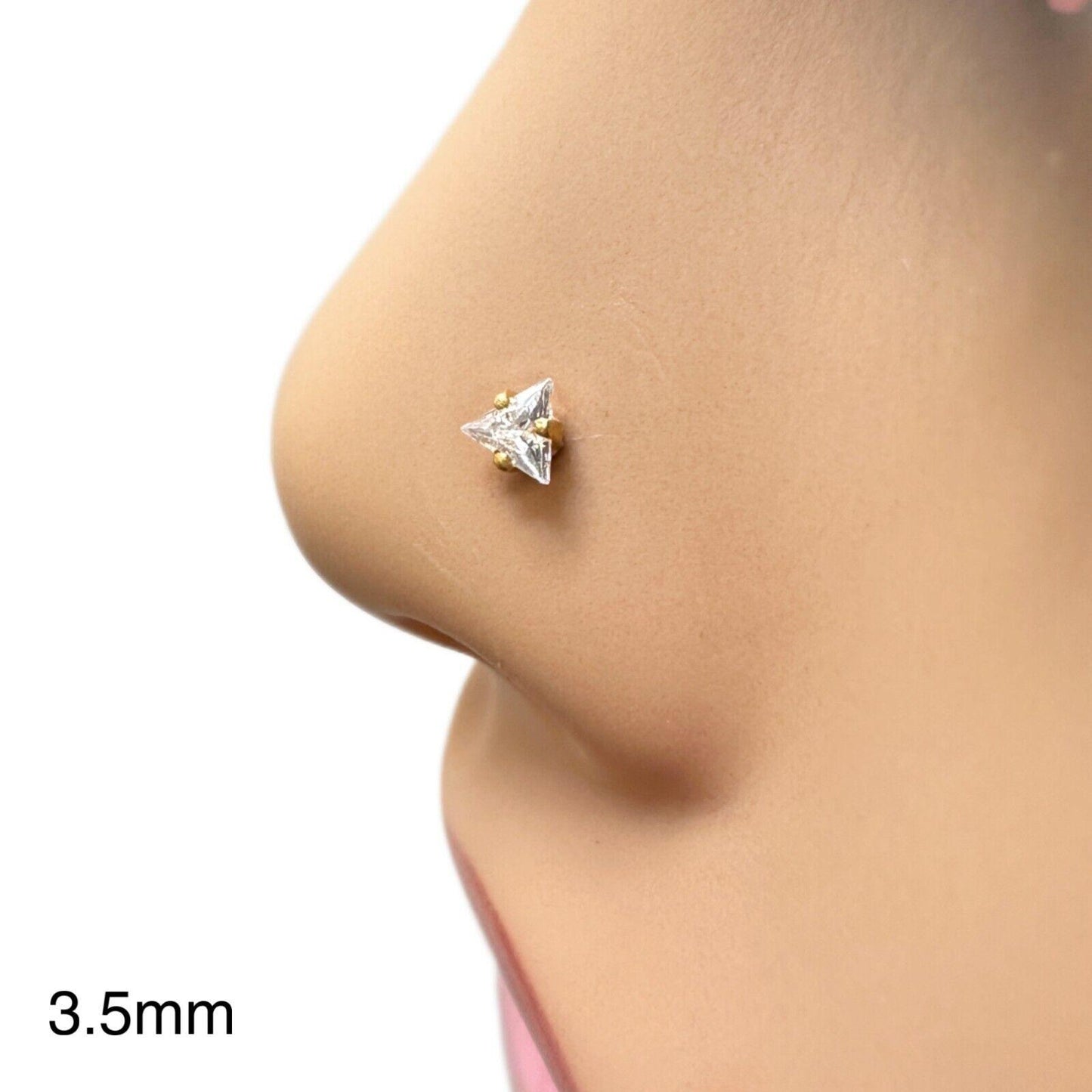 22ct Yellow Gold & Cubic Zirconia Nose Studs/Nose Pin (2.5MM/3.5MM/4.0MM)