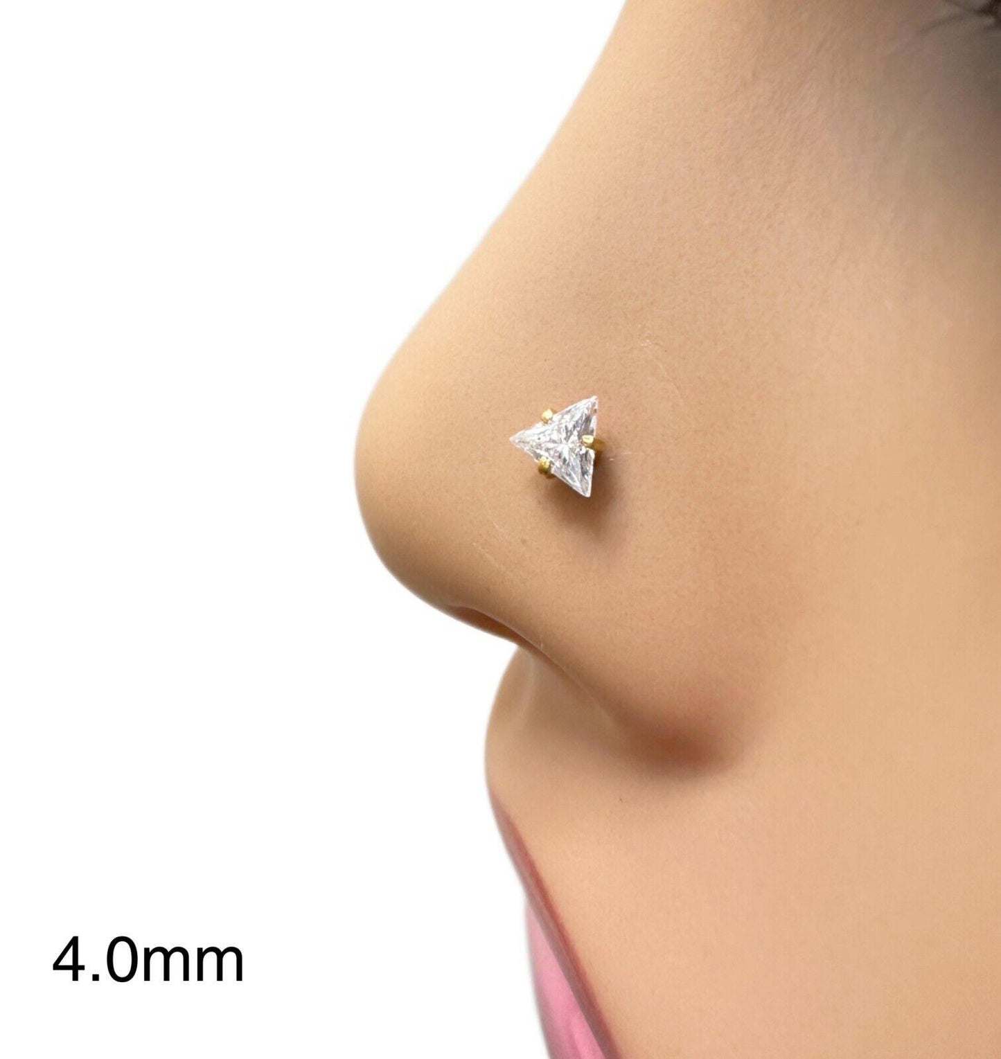 22ct Yellow Gold & Cubic Zirconia Nose Studs/Nose Pin (2.5MM/3.5MM/4.0MM)