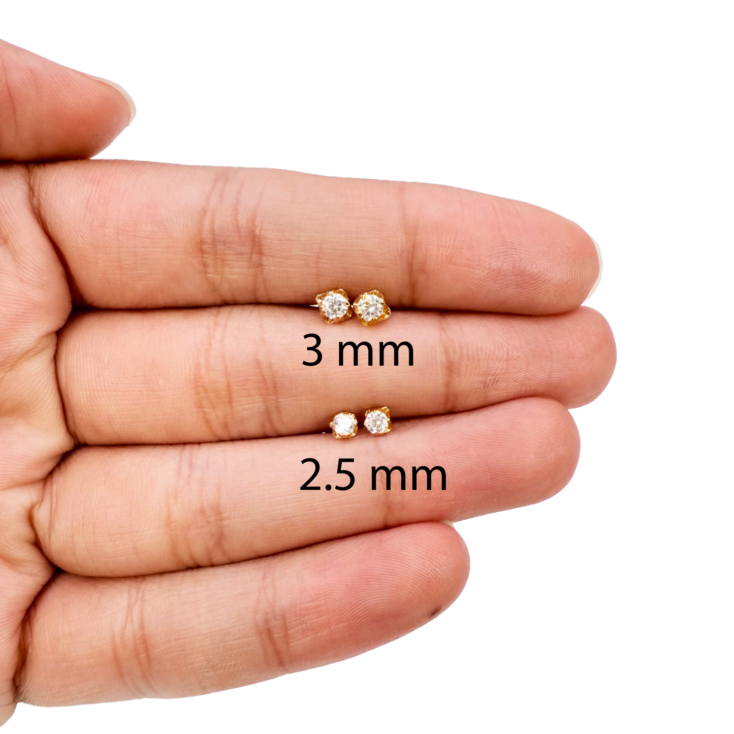 22ct Yellow Gold Children's Stud Earrings, Tragus, Helix Or 2nd Lobe (2.5/3.0mm)