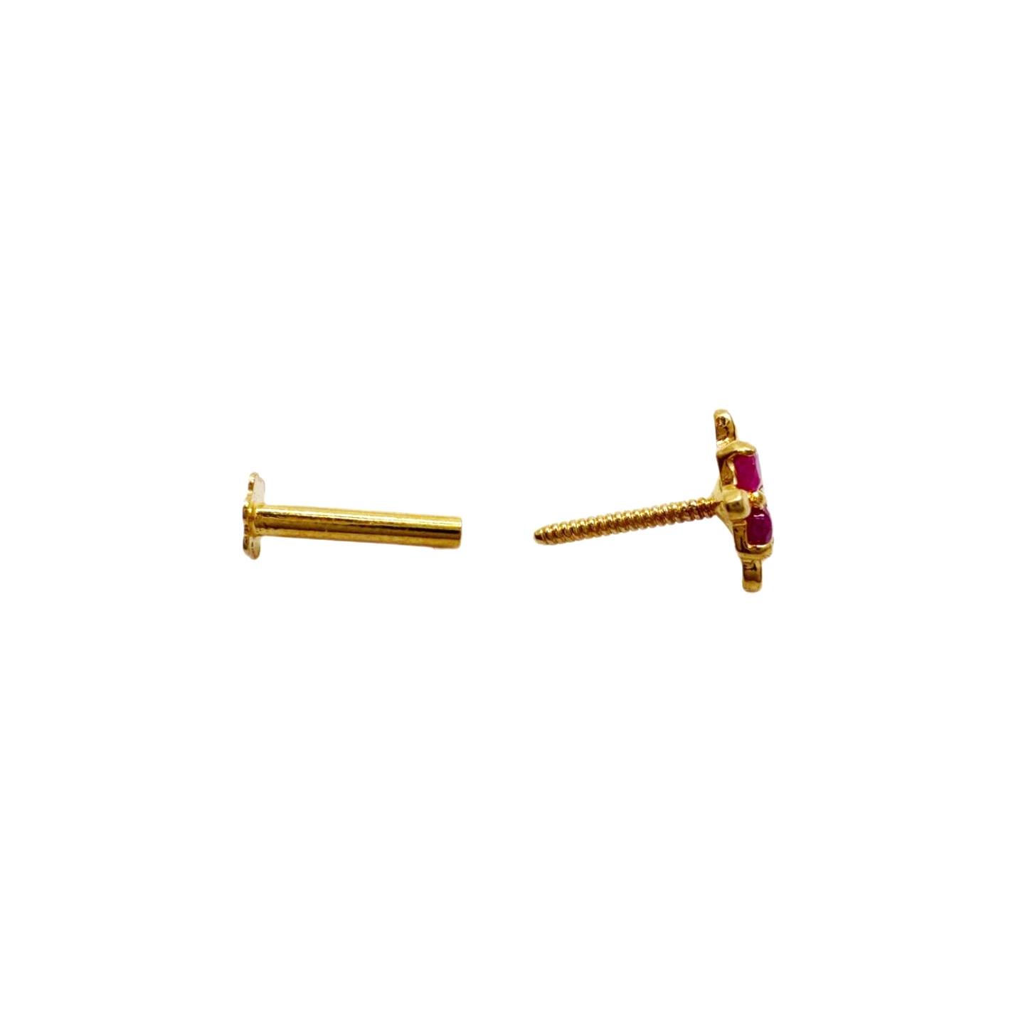 22ct Yellow Gold Children's Four Stone Natural Ruby Tiny Stud Earrings