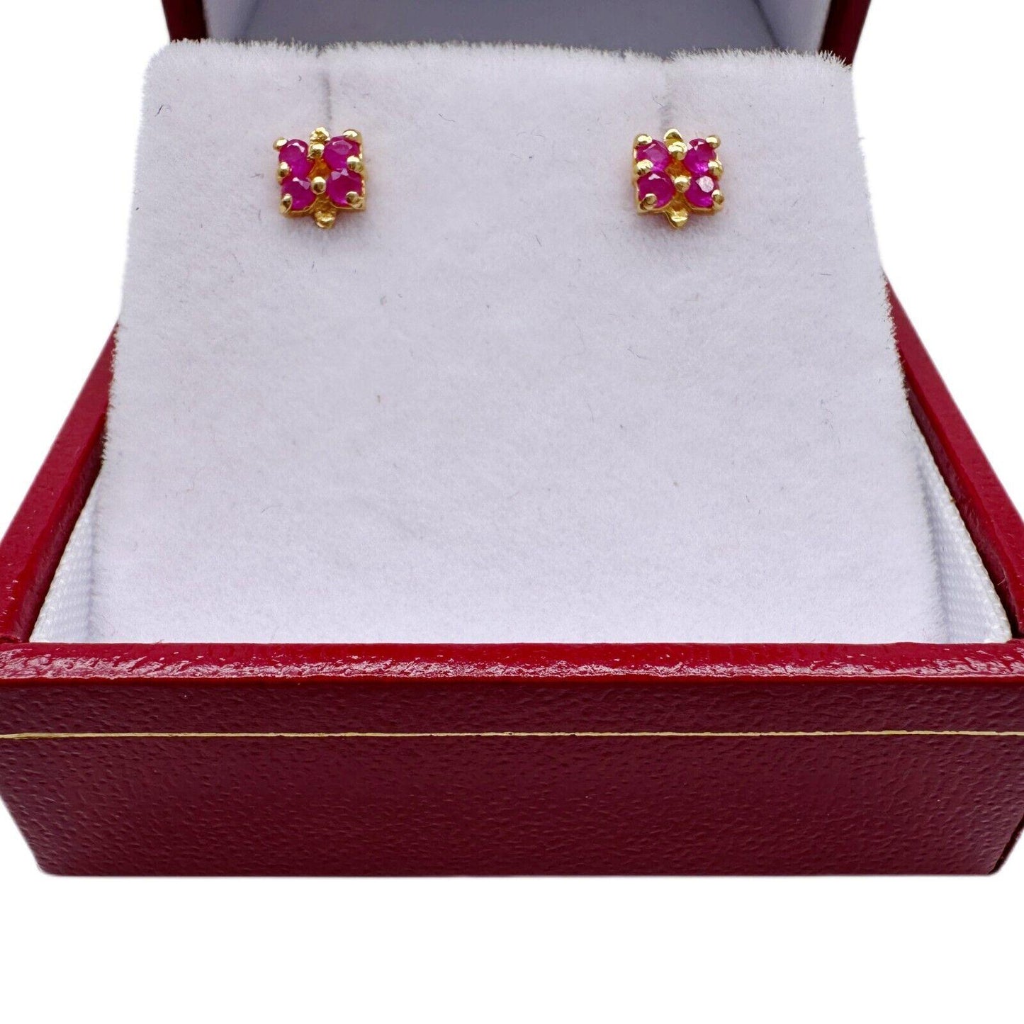 22ct Yellow Gold Children's Natural Stone Ruby Tiny Studs Earrings