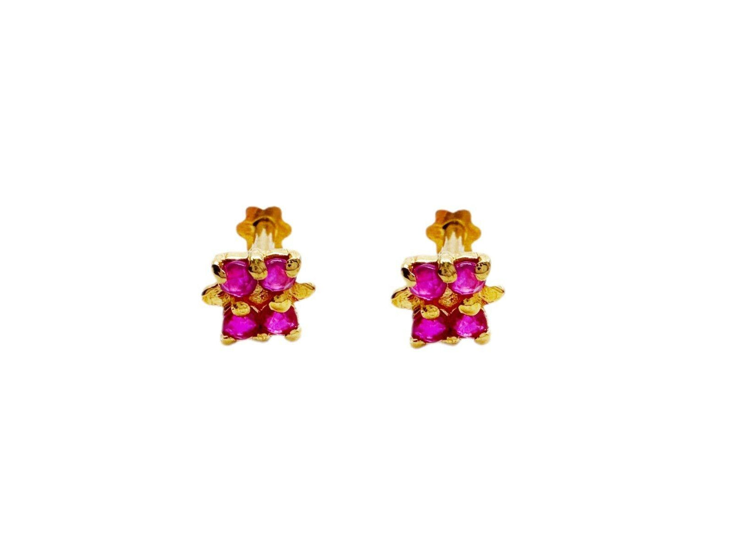 22ct Yellow Gold Children's Natural Stone Ruby Tiny Studs Earrings