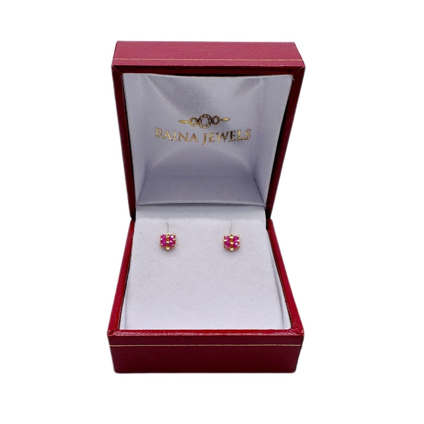 22ct Yellow Gold Children's Natural Stone Ruby Tiny Studs Earrings