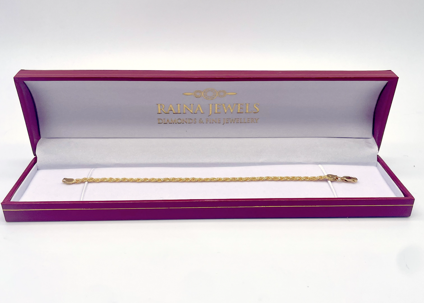 22ct Yellow Gold Flat Twisted Bracelet 7 inches 5mm width