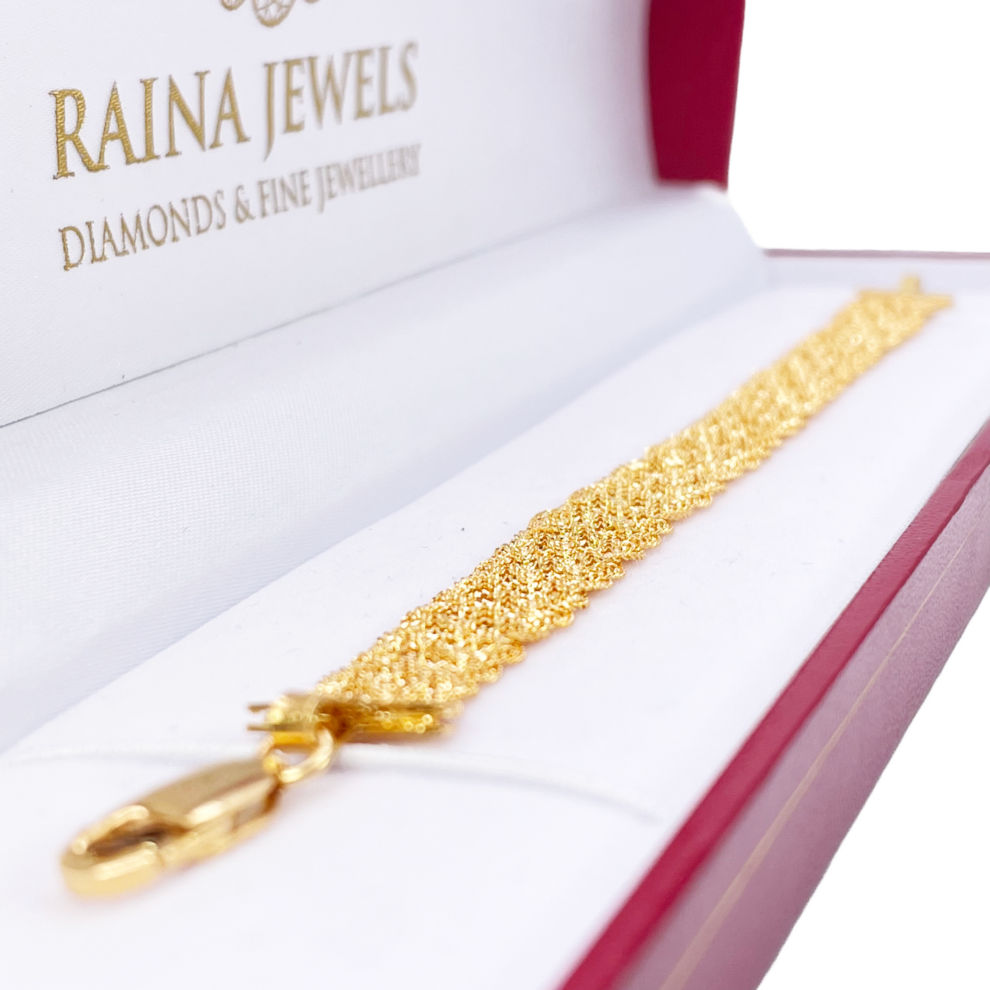 22ct Yellow Gold Fancy Filigree Style Braided Bracelet 7 inches 10mm Width
