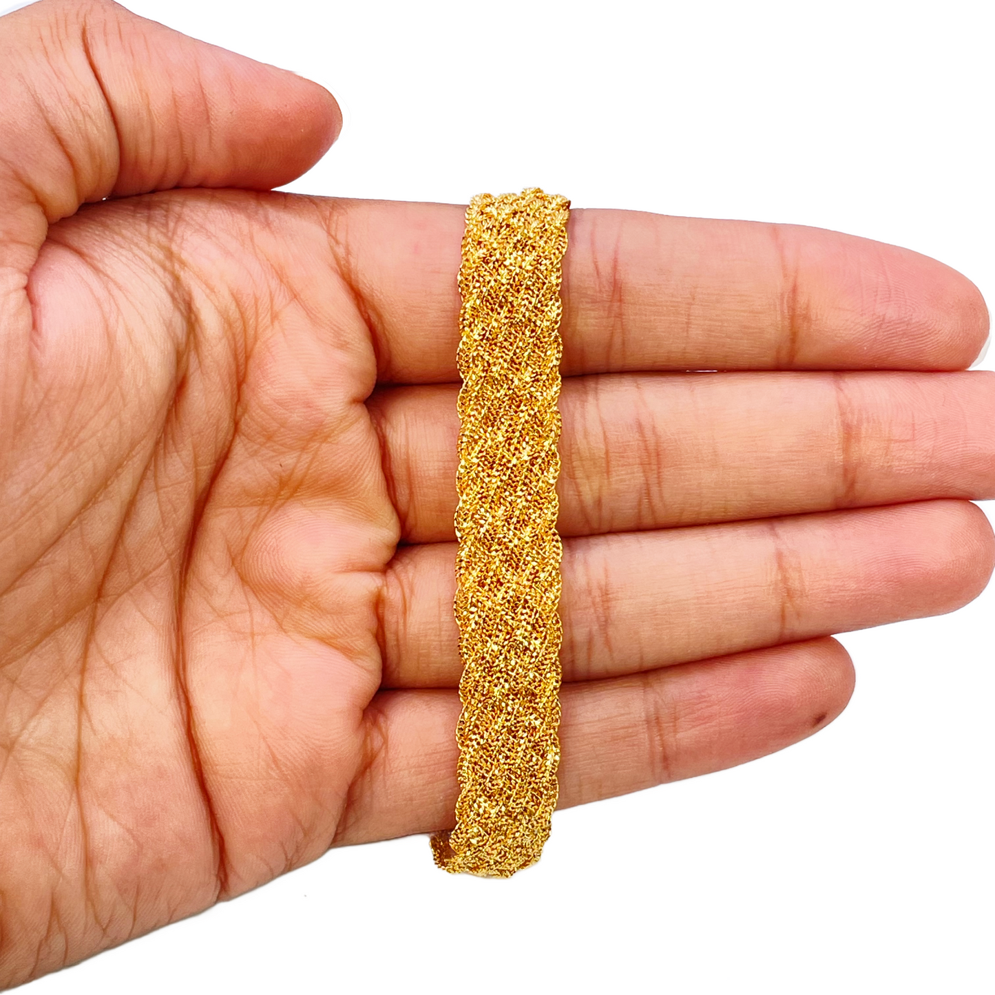 22ct Yellow Gold Fancy Filigree Style Braided Bracelet 7 inches 10mm Width