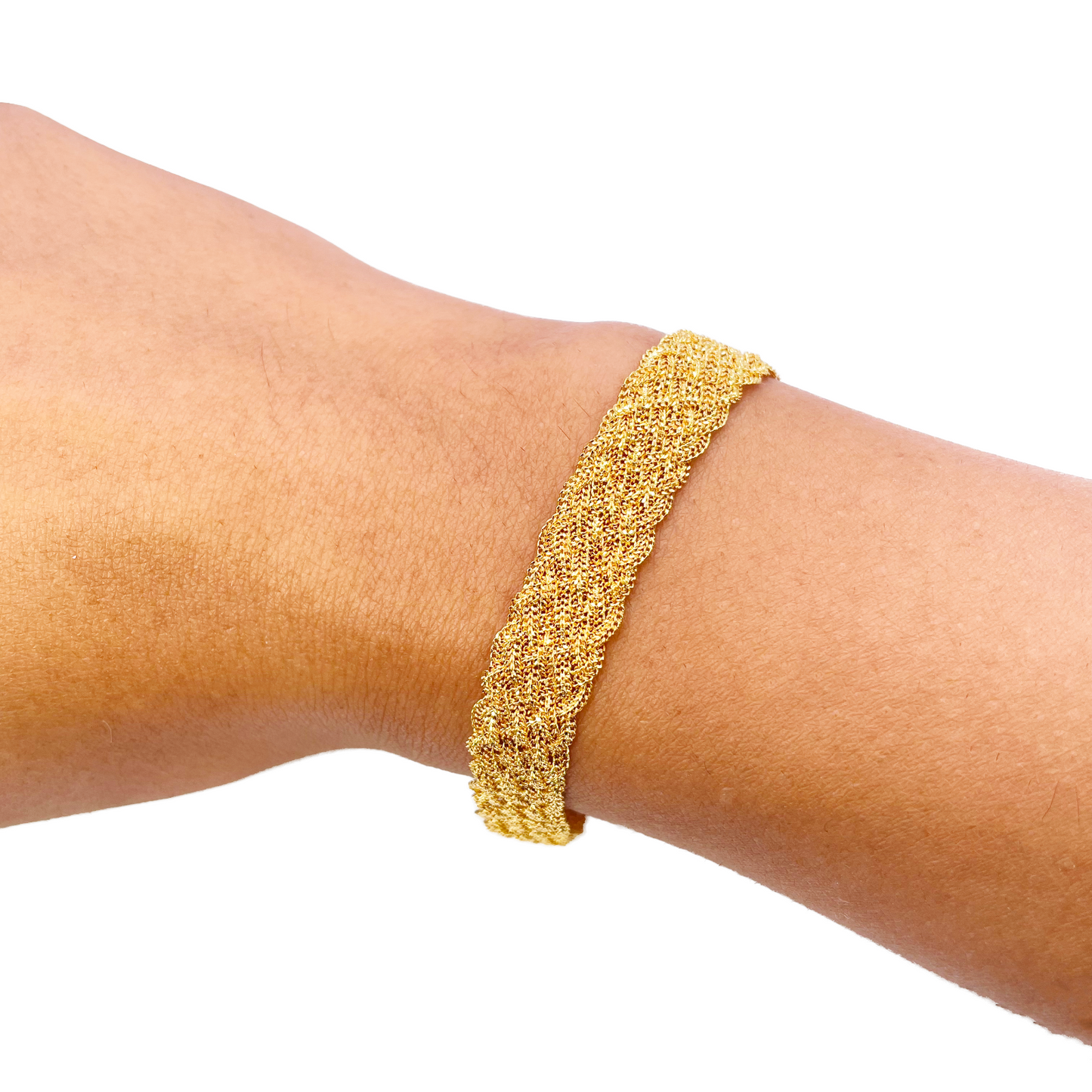 22ct Yellow Gold Fancy Filigree Style Braided Bracelet 7 inches 10mm Width