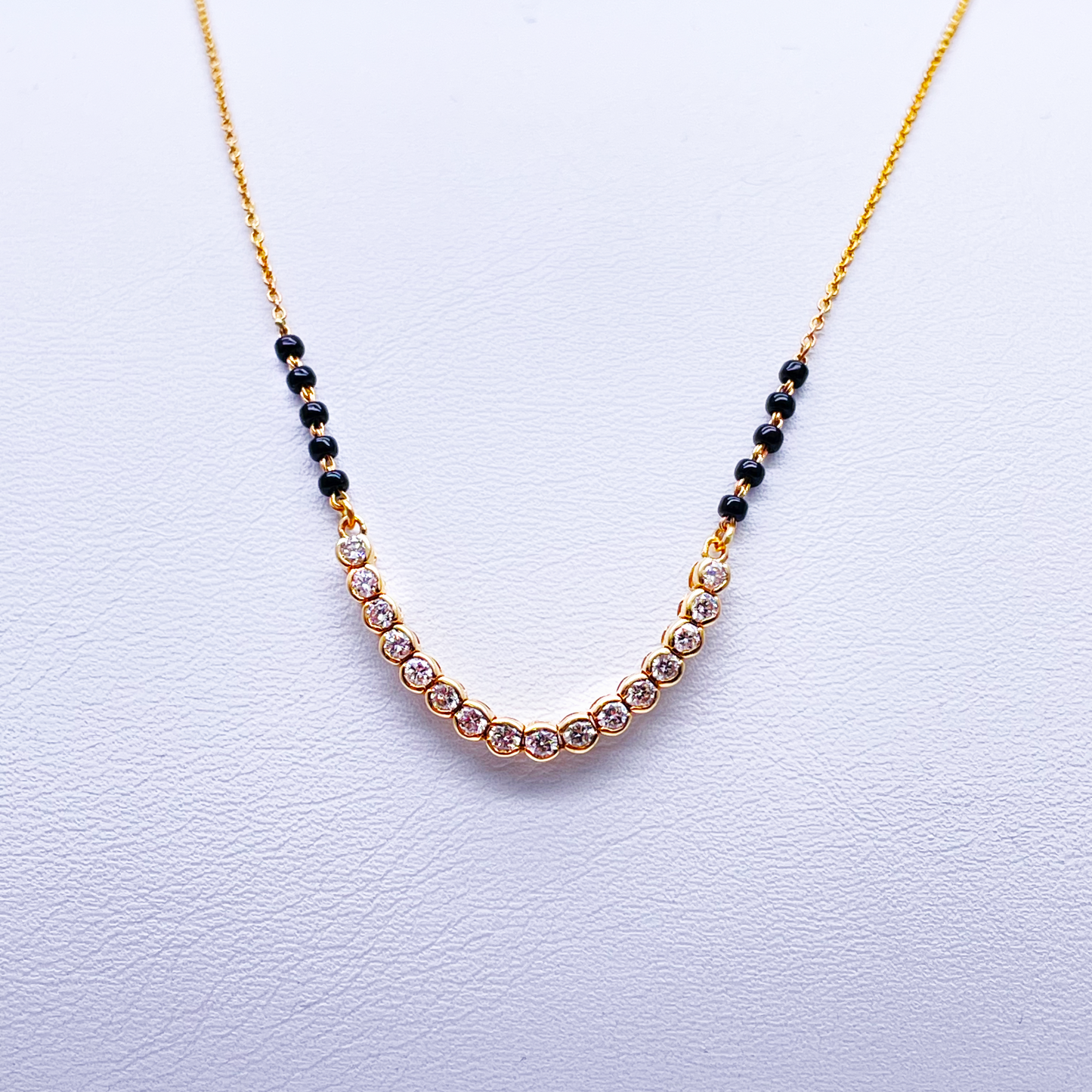 18ct Yellow Gold & Natural Diamonds 0.45ct 10 Beaded Mangalsutra Necklace Chain Hallmarked  Mangalsutra Chains