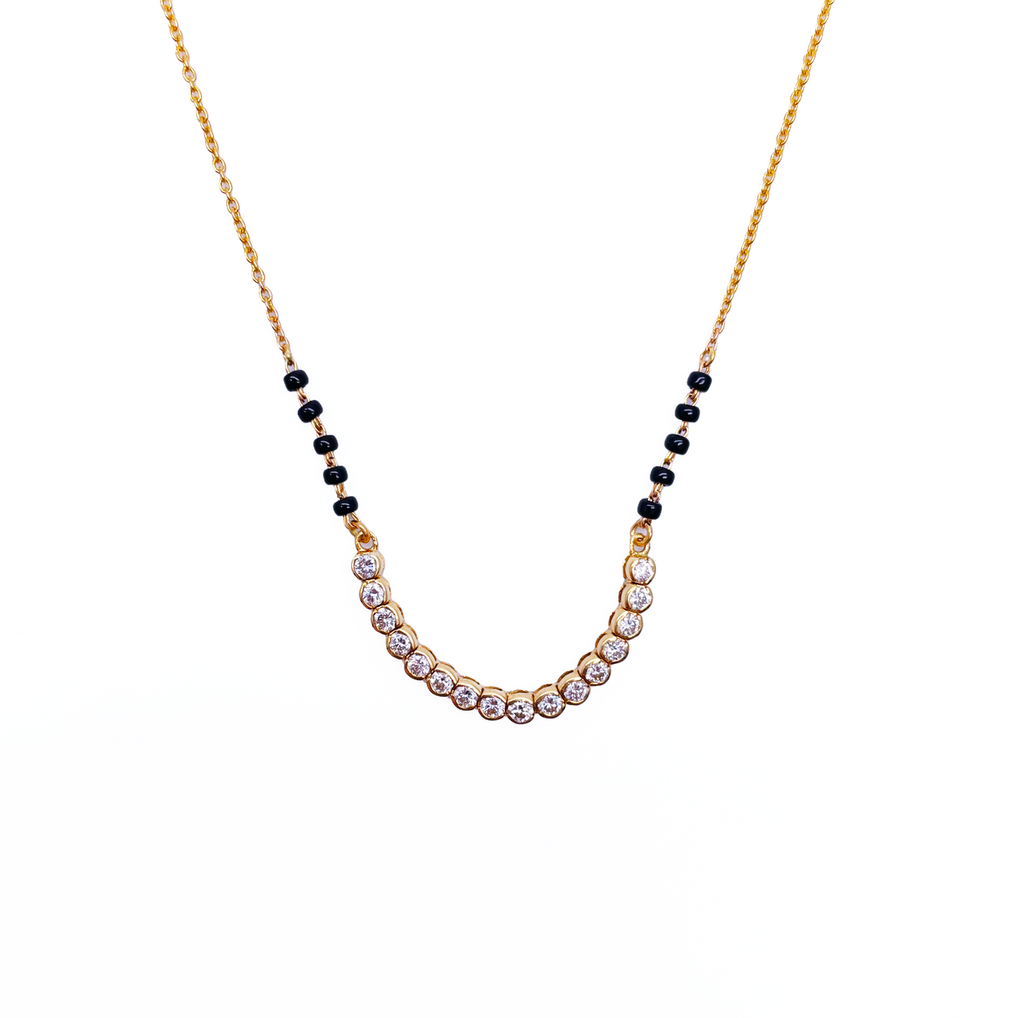 18ct Yellow Gold & Natural Diamonds 0.45ct 10 Beaded Mangalsutra Necklace Chain Hallmarked  Mangalsutra Chains