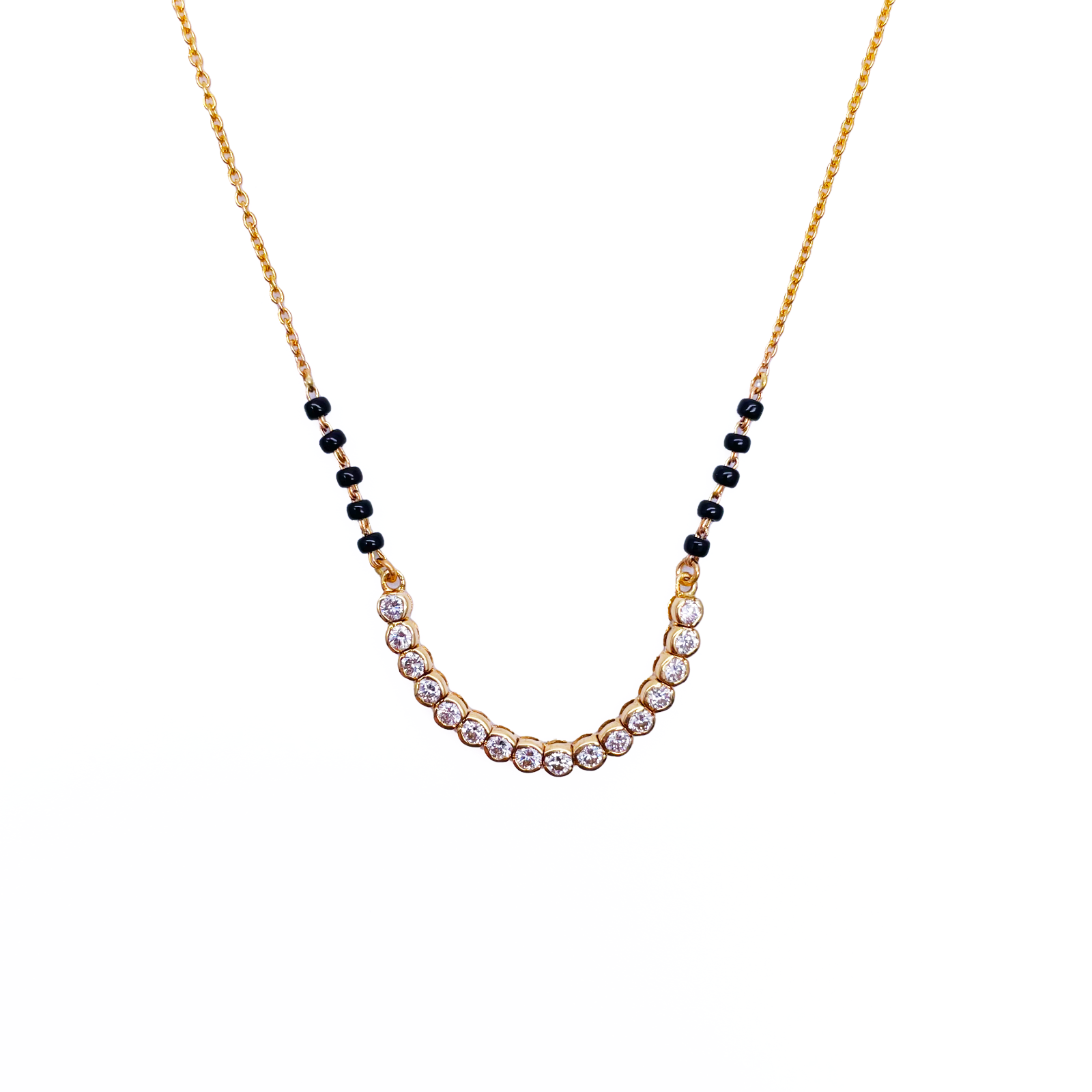 18ct Yellow Gold & Natural Diamonds 0.45ct 10 Beaded Mangalsutra Necklace Chain Hallmarked  Mangalsutra Chains