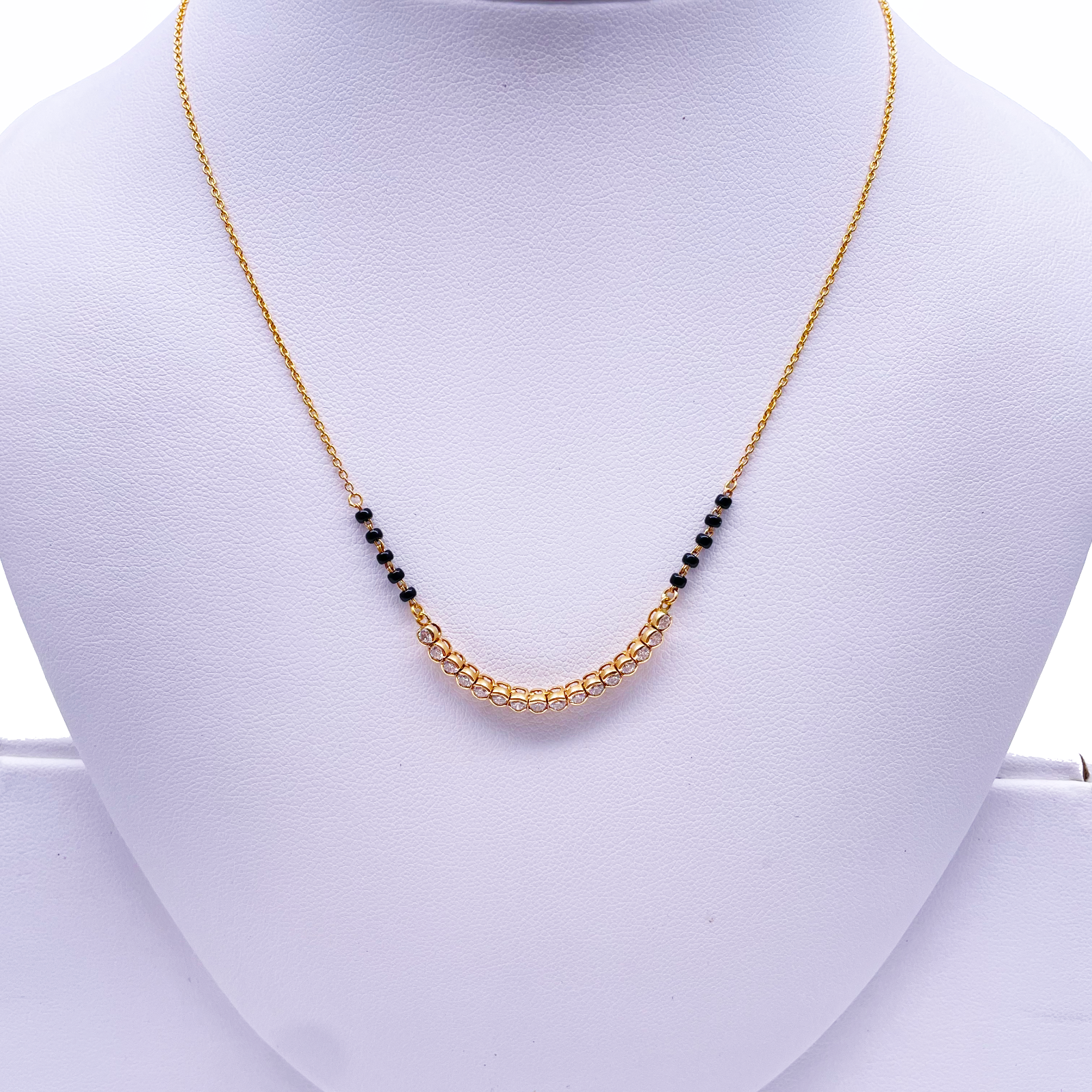 18ct Yellow Gold & Natural Diamonds 0.45ct 10 Beaded Mangalsutra Necklace Chain Hallmarked  Mangalsutra Chains