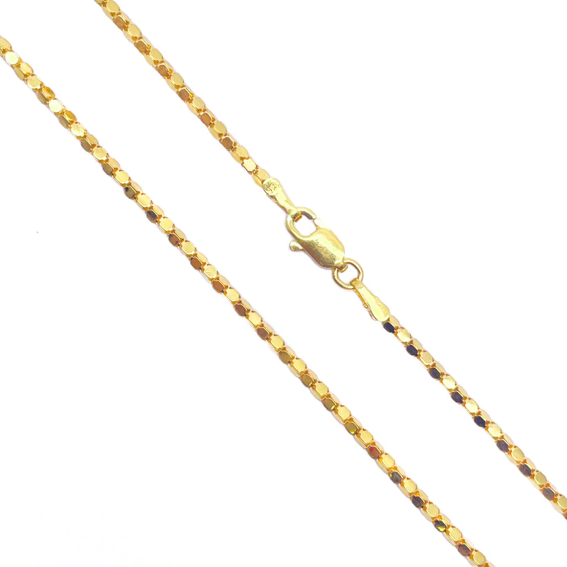 22ct Yellow Gold Shiny Hexagonal Linked High Polished Chain Necklace 16''inches
