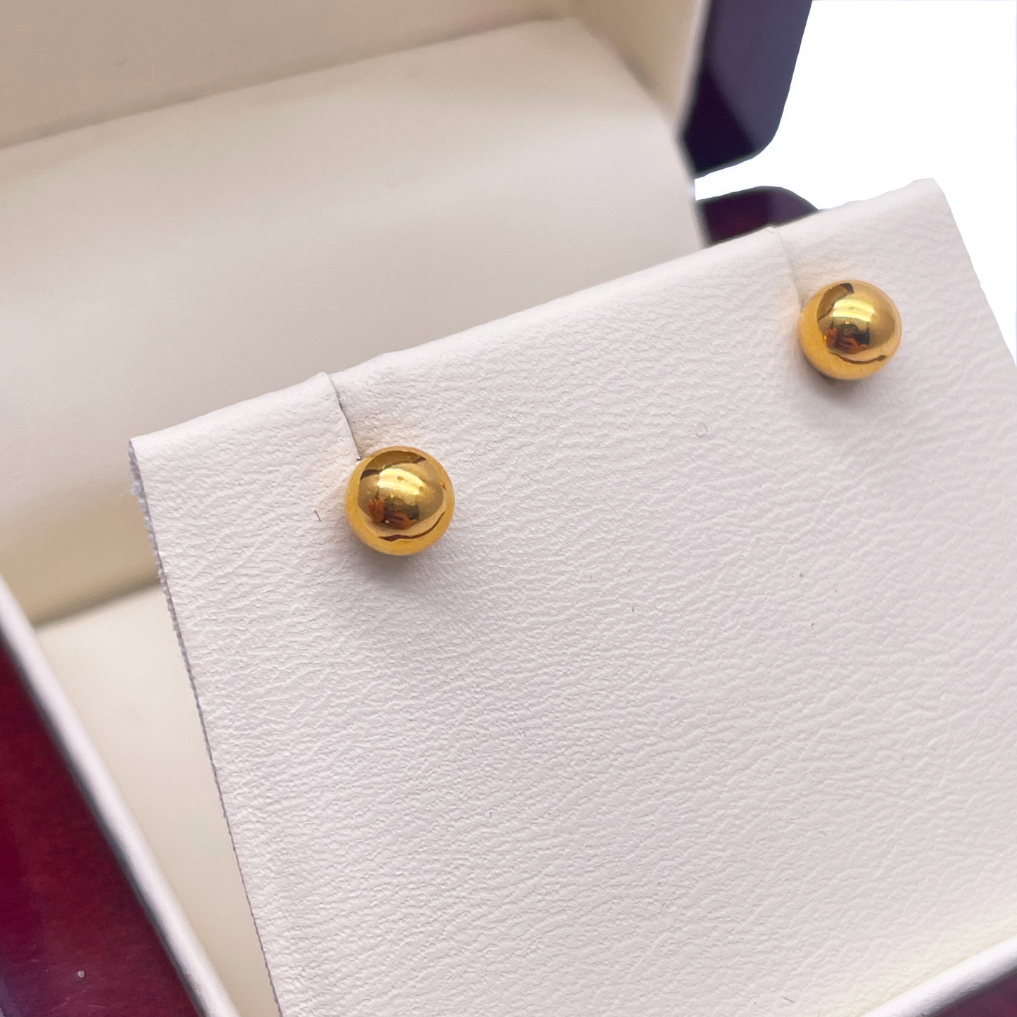 22ct Yellow Gold High Polished Round Plain Ball Stud Earrings