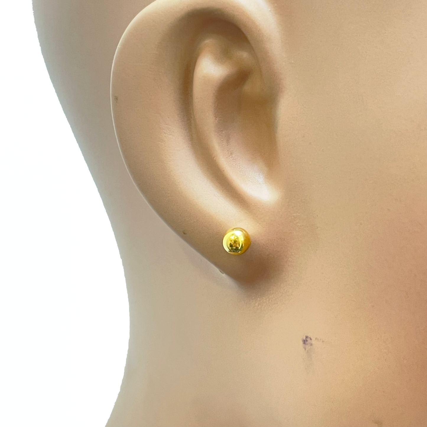 22ct Yellow Gold High Polished Round Plain Ball Stud Earrings