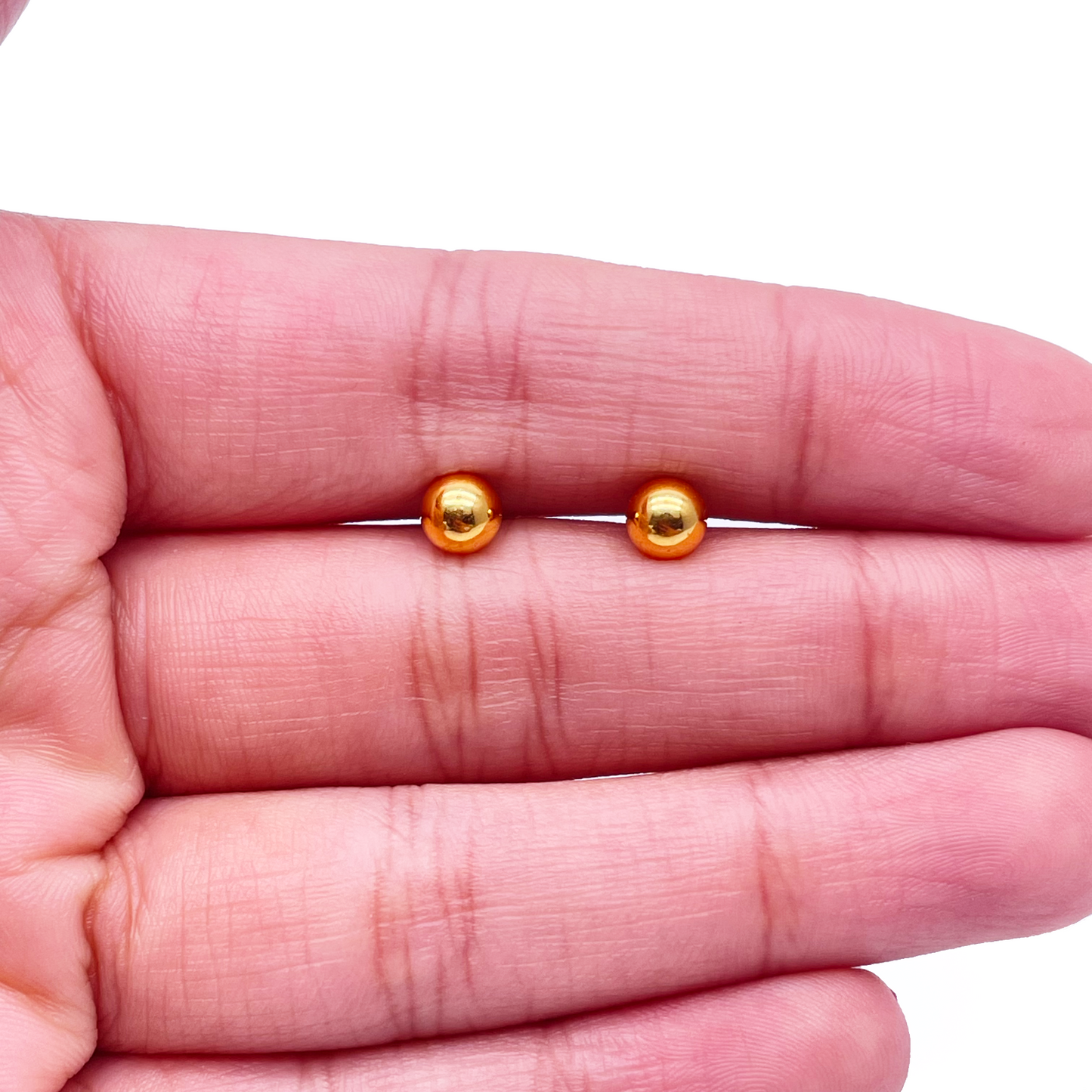 22ct Yellow Gold High Polished Round Plain Ball Stud Earrings