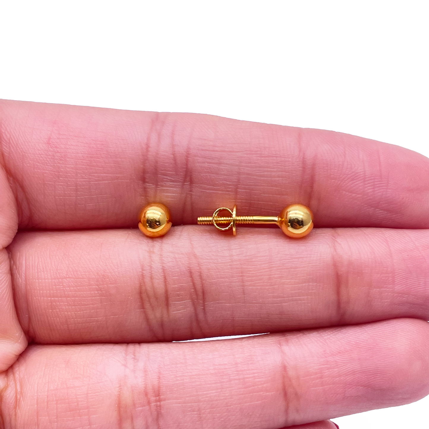 22ct Yellow Gold High Polished Round Plain Ball Stud Earrings