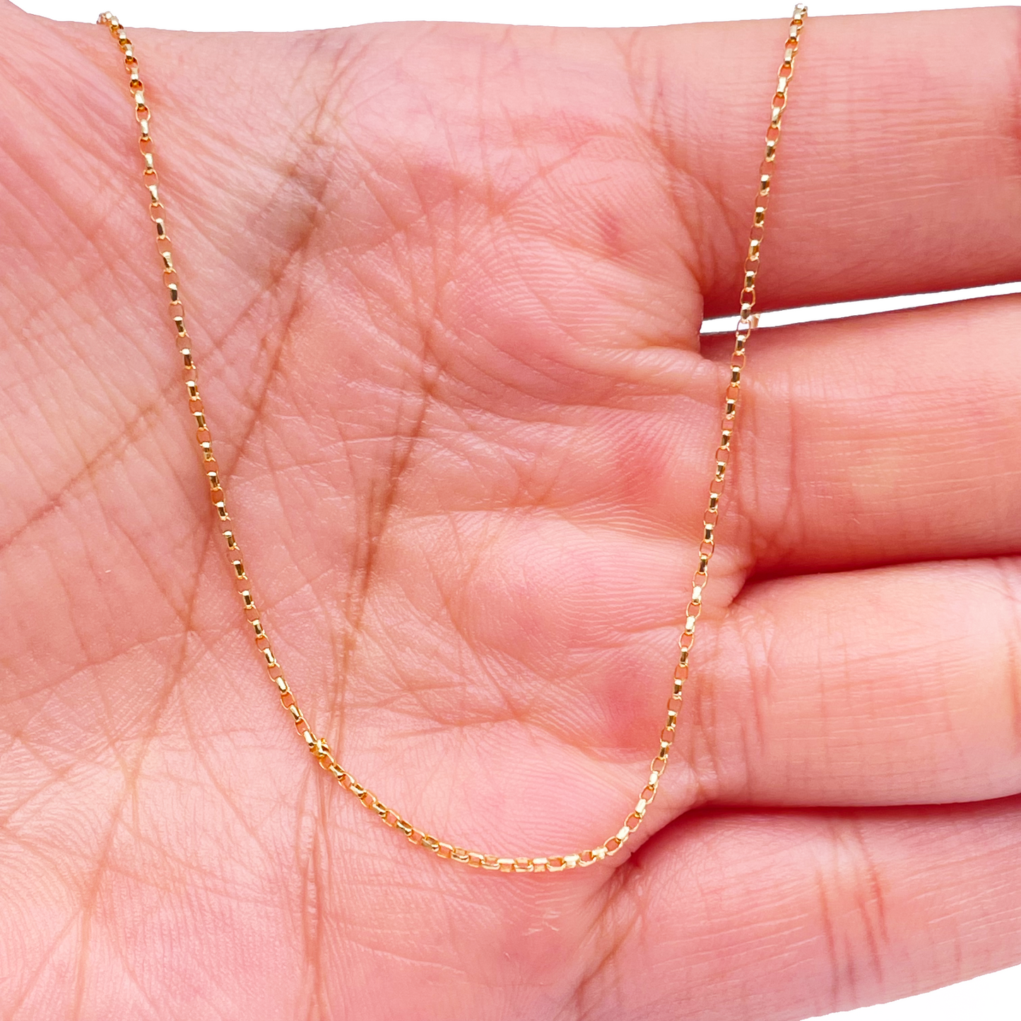 18ct Yellow Gold High Polished Belcher Chain/Necklace 18''inches 1mm