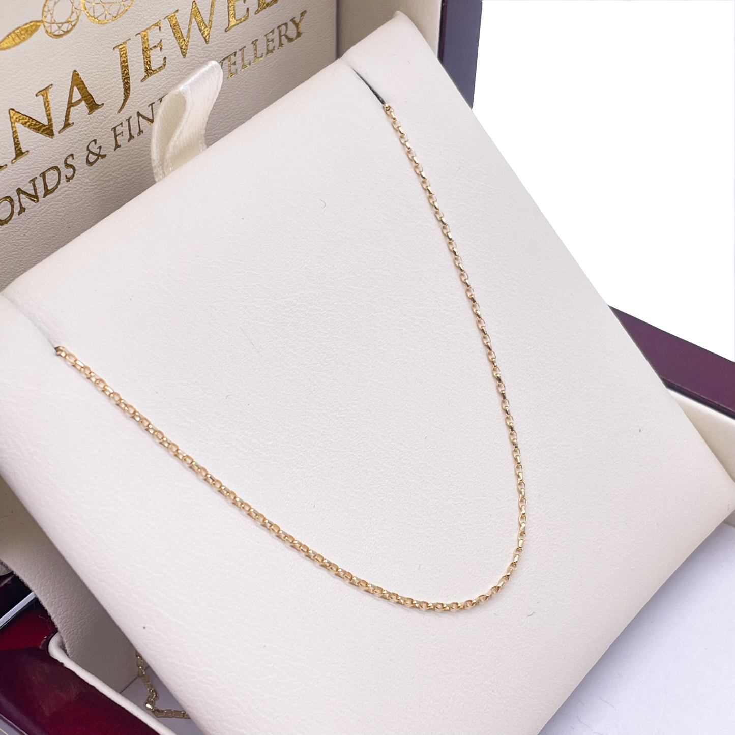 18ct Yellow Gold High Polished Belcher Chain/Necklace 18''inches 1mm