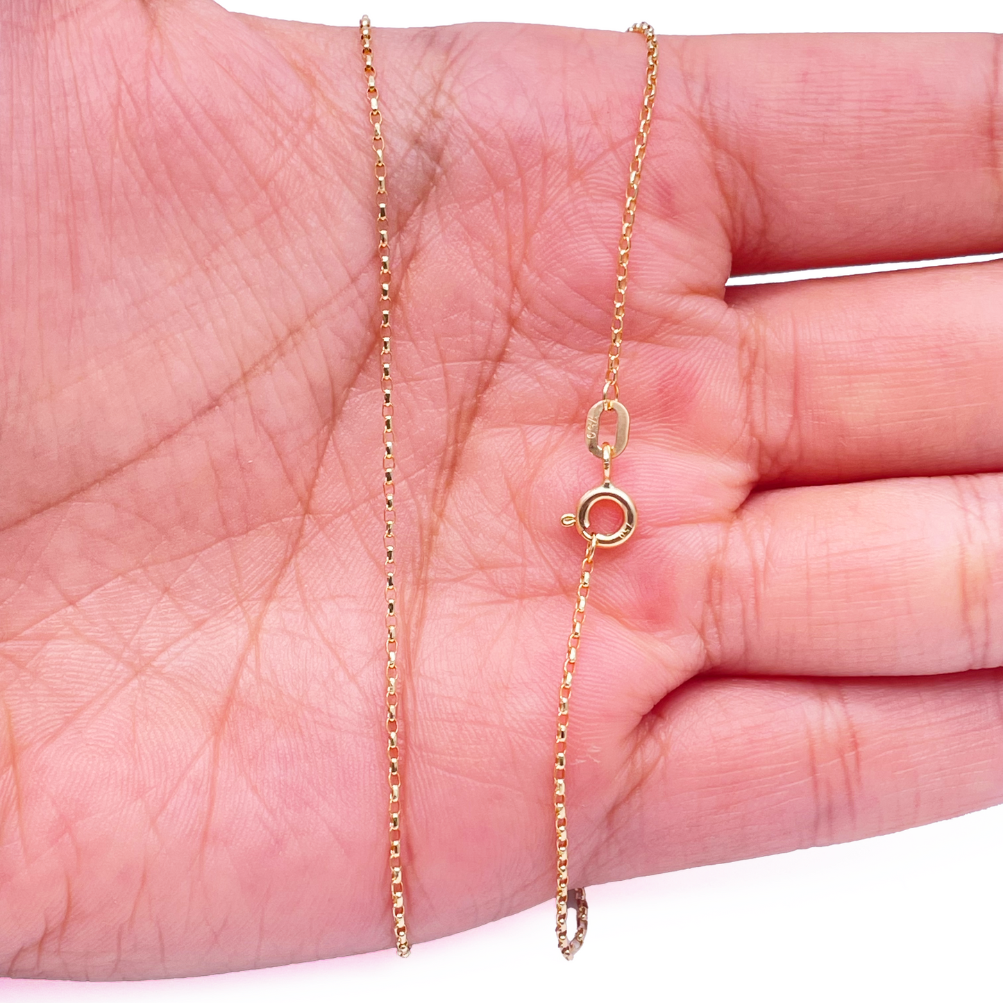 18ct Yellow Gold High Polished Belcher Chain/Necklace 18''inches 1mm