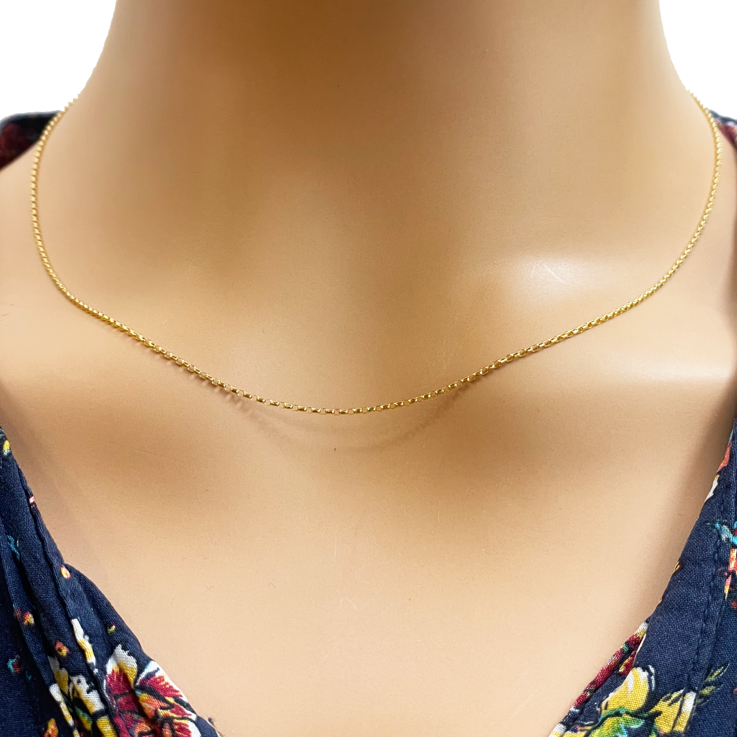 18ct Yellow Gold High Polished Belcher Chain/Necklace 18''inches 1mm