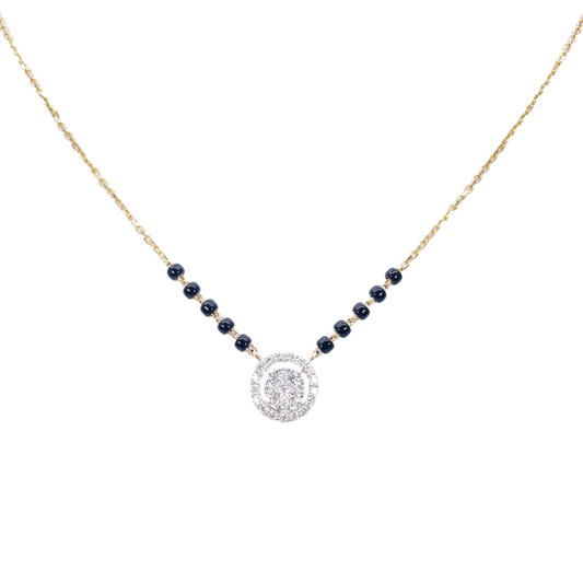 18ct Yellow Gold Natural Diamond Cushion Pendant Mangalsutra Necklace 0.45ct IGI  Mangalsutra Chains