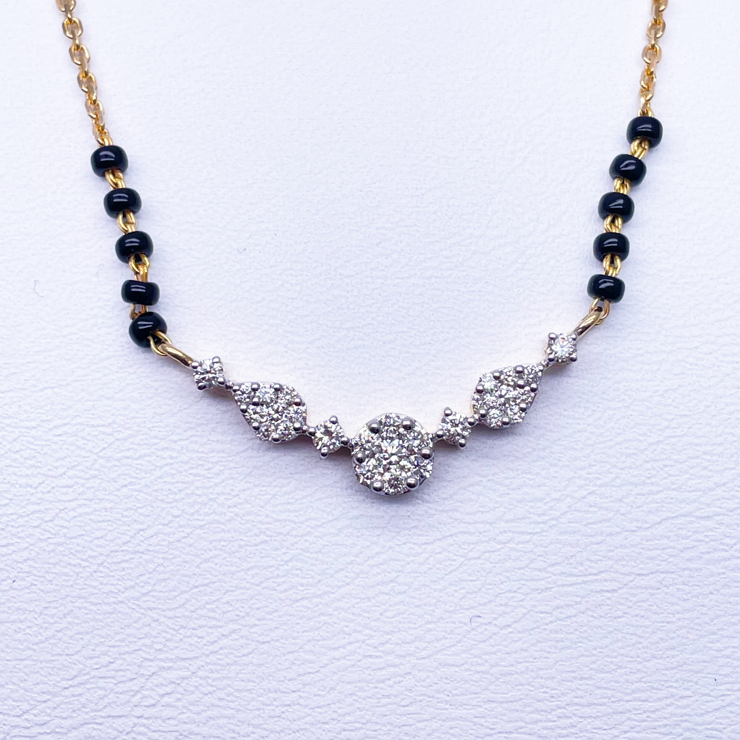 18ct Yellow Gold Natural Diamond 0.51ct Round & Pear Pendant Mangalsutra Necklace IGI Certified Mangalsutra Chains