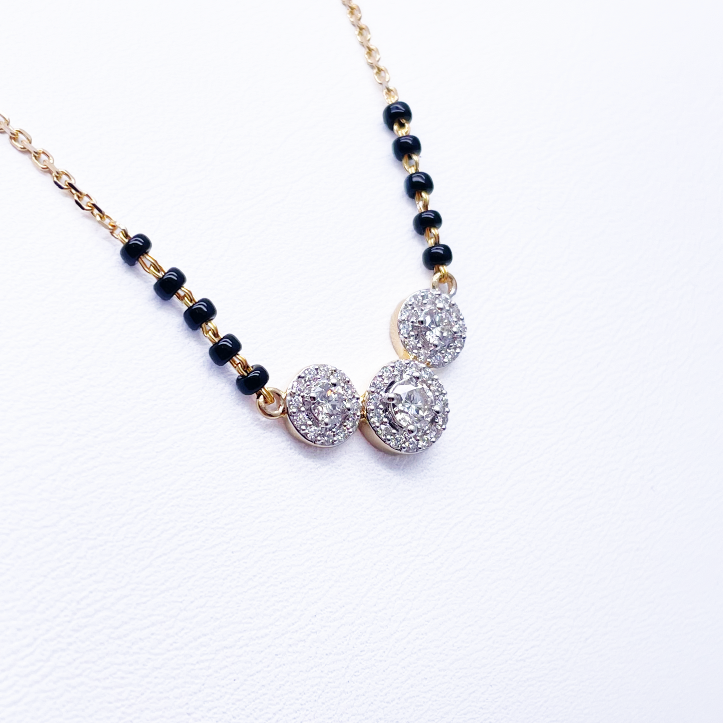 18ct Yellow Gold Natural Diamond 0.62ct Triple Halo Pendant Mangalsutra Necklace Hallmarked  Mangalsutra Chains