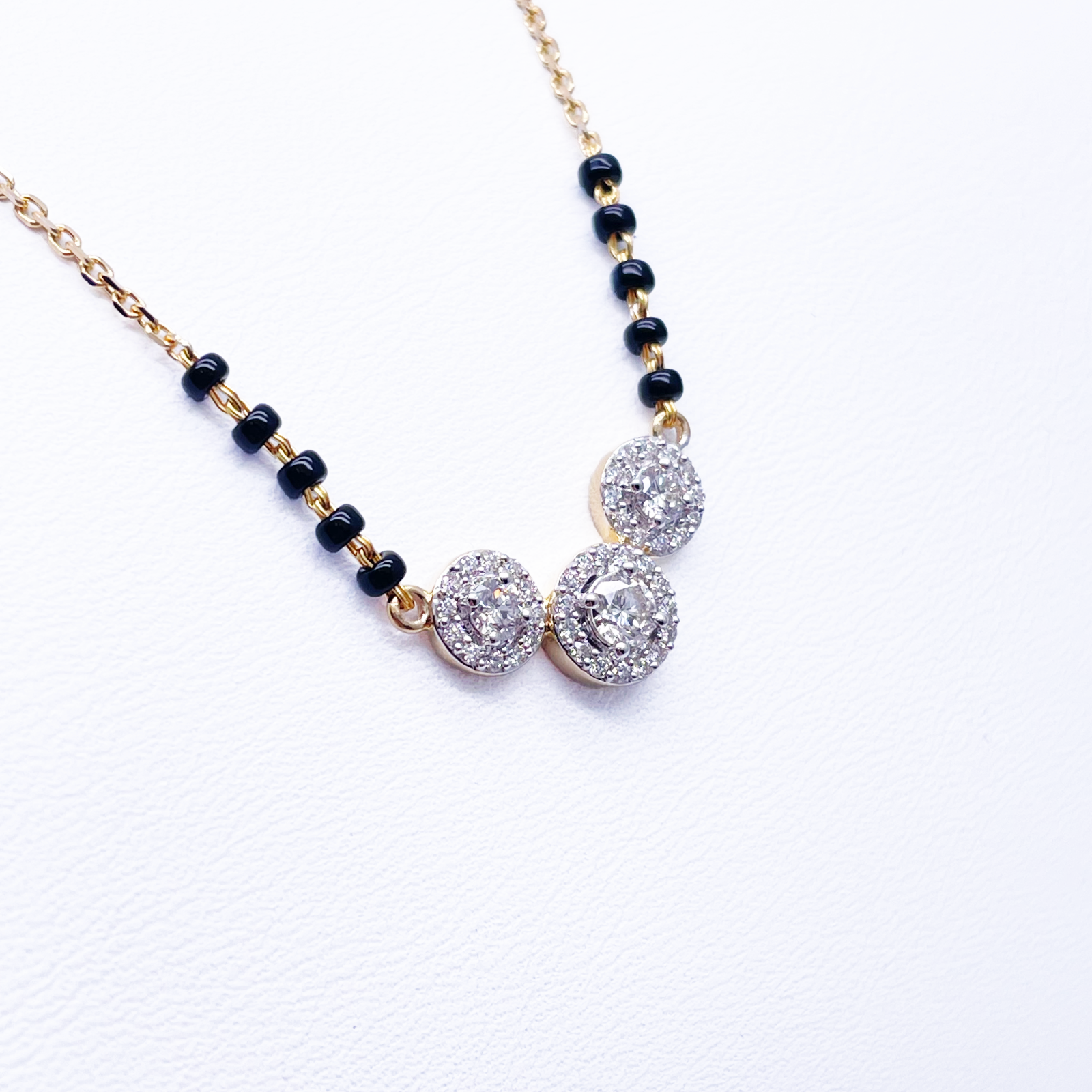 18ct Yellow Gold Natural Diamond 0.62ct Triple Halo Pendant Mangalsutra Necklace Hallmarked  Mangalsutra Chains