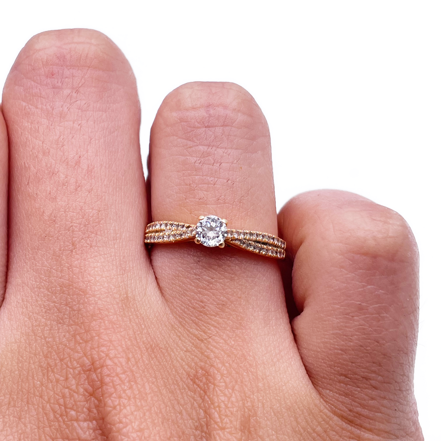 18ct Yellow Gold Natural Diamond Fancy Pave Engagement Ring 0.63ct Certified