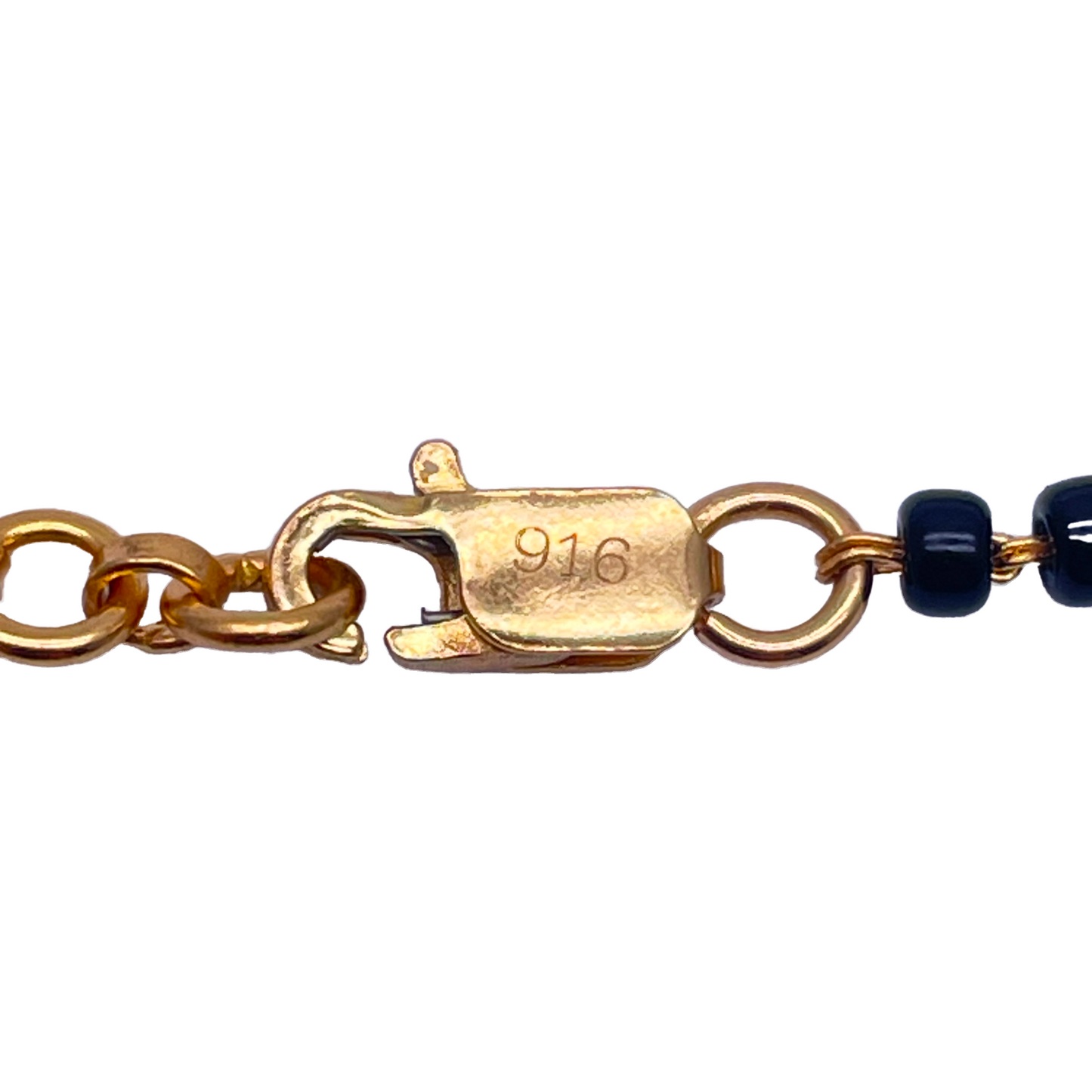 22ct Yellow Gold Children's Bracelet Black & Diamond Cut Gold Beads (Maniya/Manka/Nazariya)