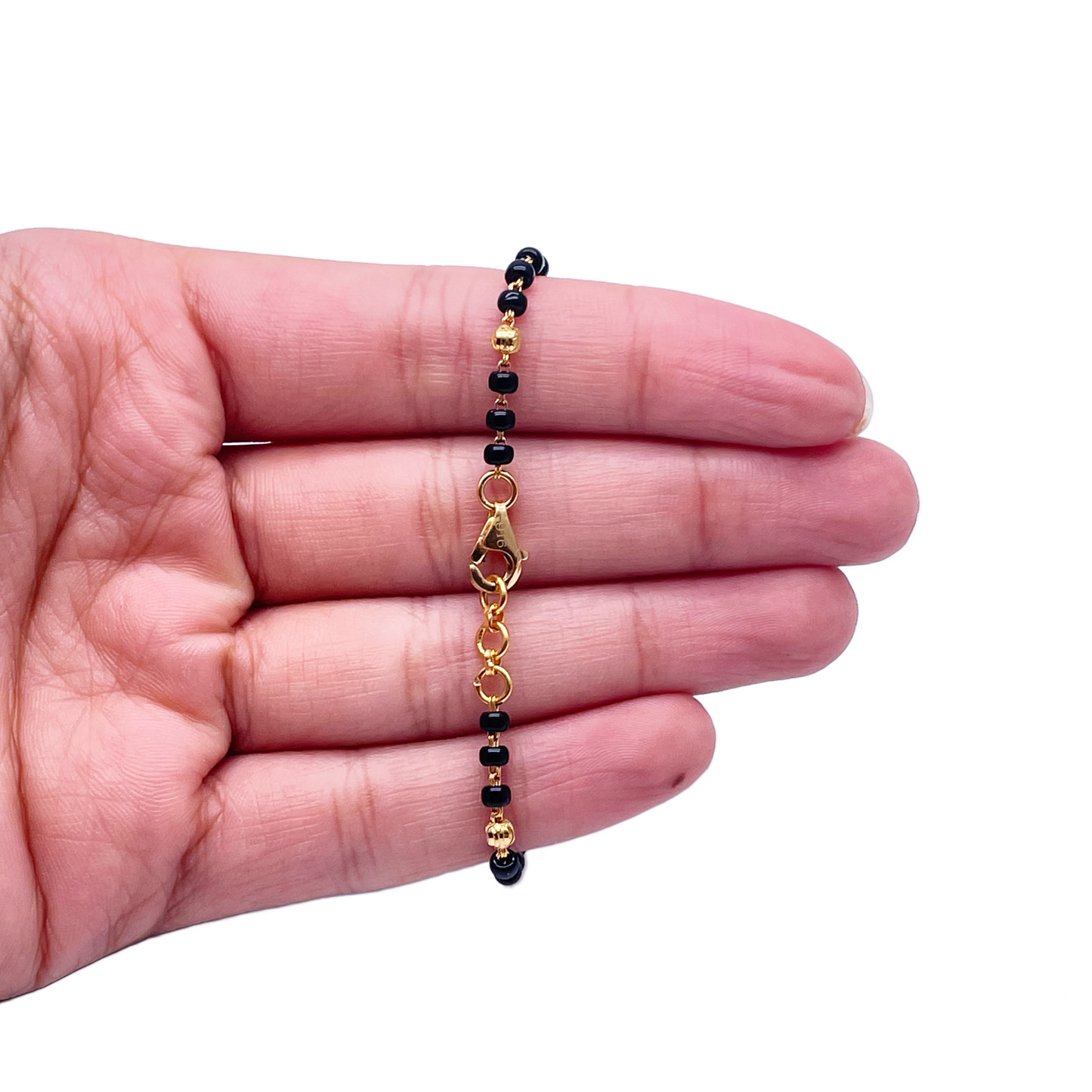 22ct Yellow Gold Children's Bracelet Black & Diamond Cut Gold Beads (Maniya/Manka/Nazariya)