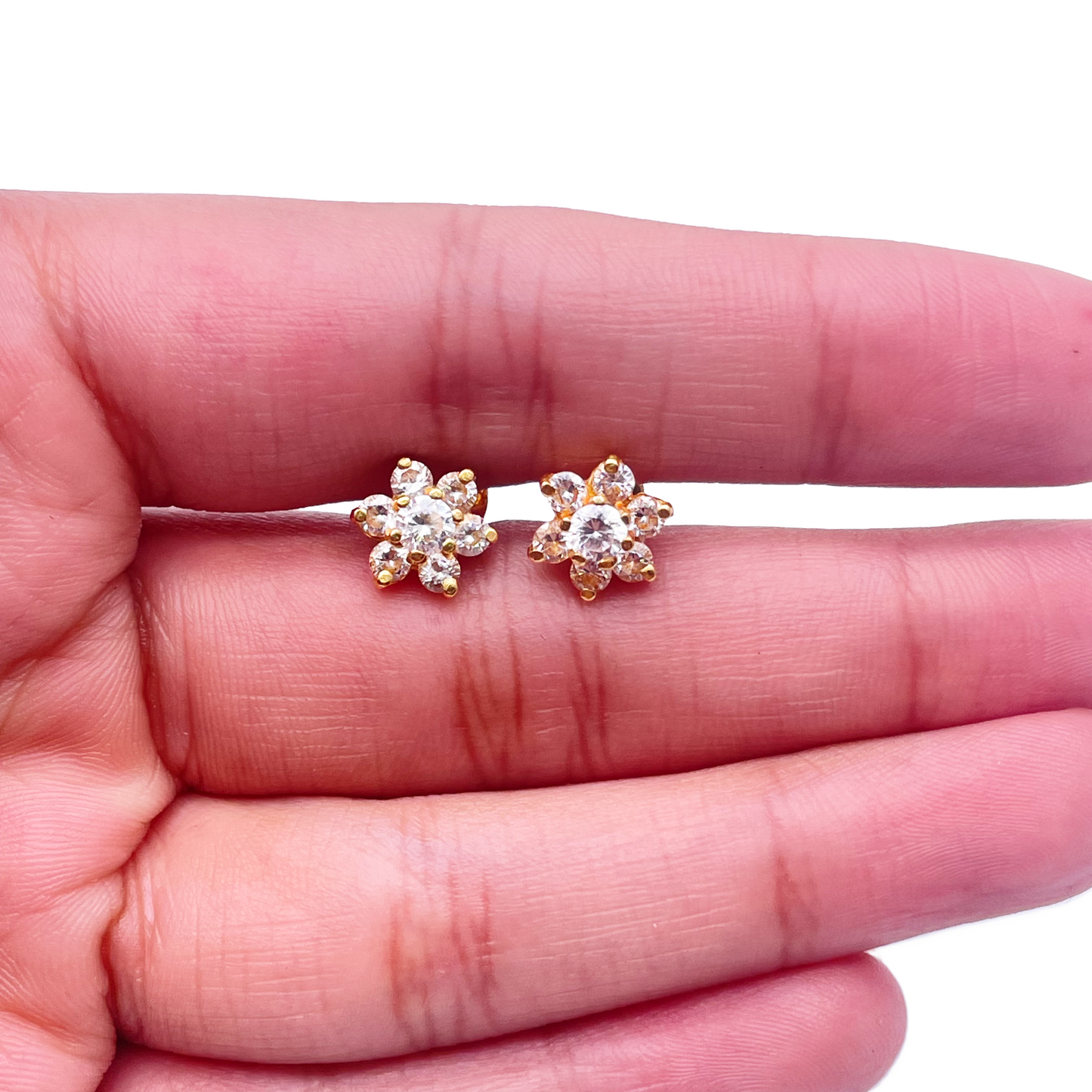 22ct Yellow Gold Antique Cubic Zirconia Necklace & Earring Studs Hallmarked