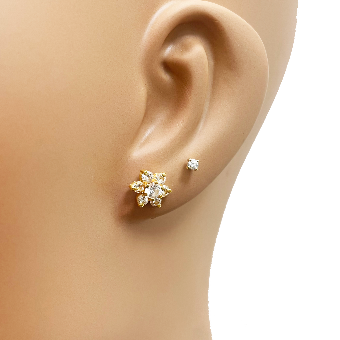 22ct Yellow Gold Antique Cubic Zirconia Necklace & Earring Studs Hallmarked