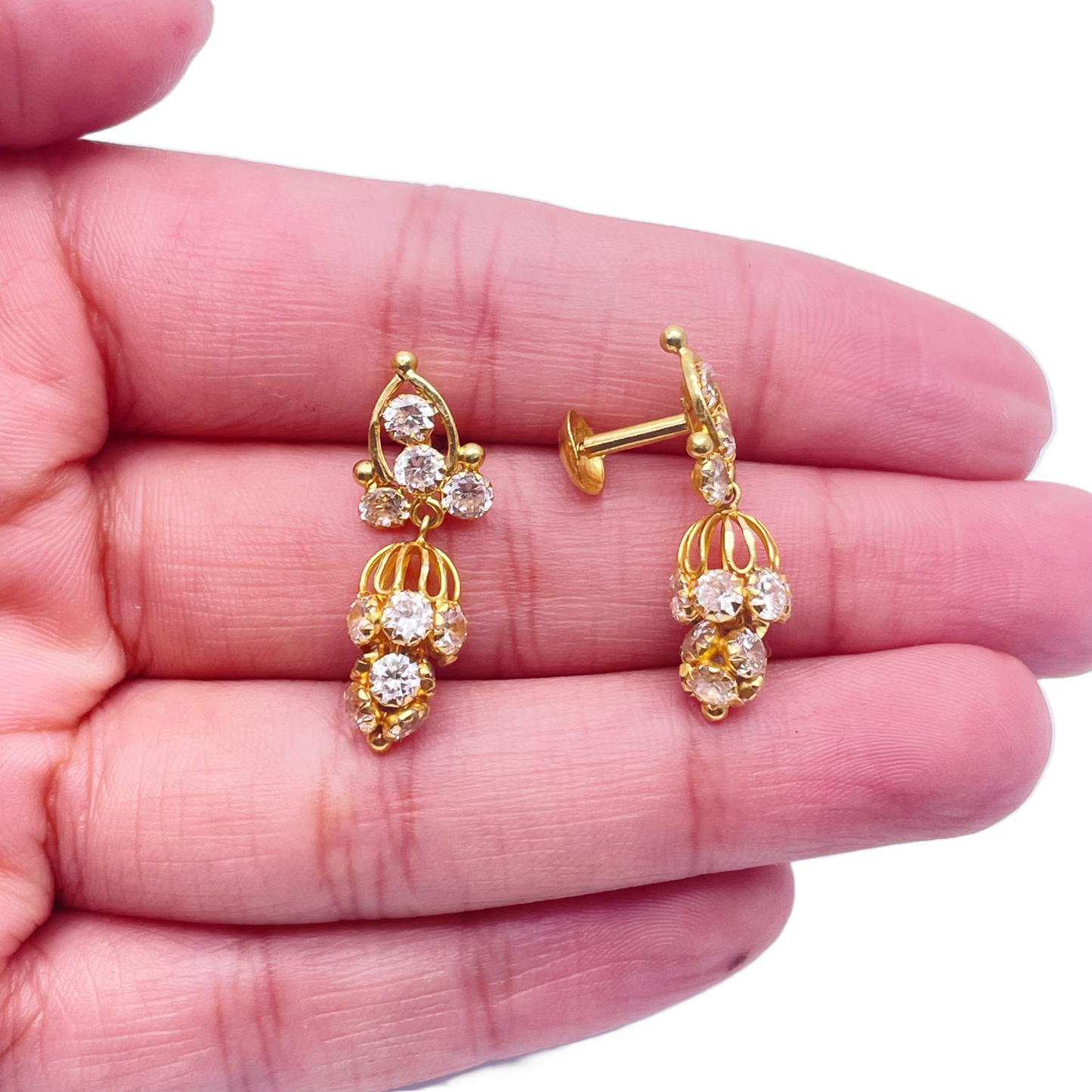 18ct Yellow Gold Beautiful Pre-Owned Cubic Zirconia Necklace & Earring Studs