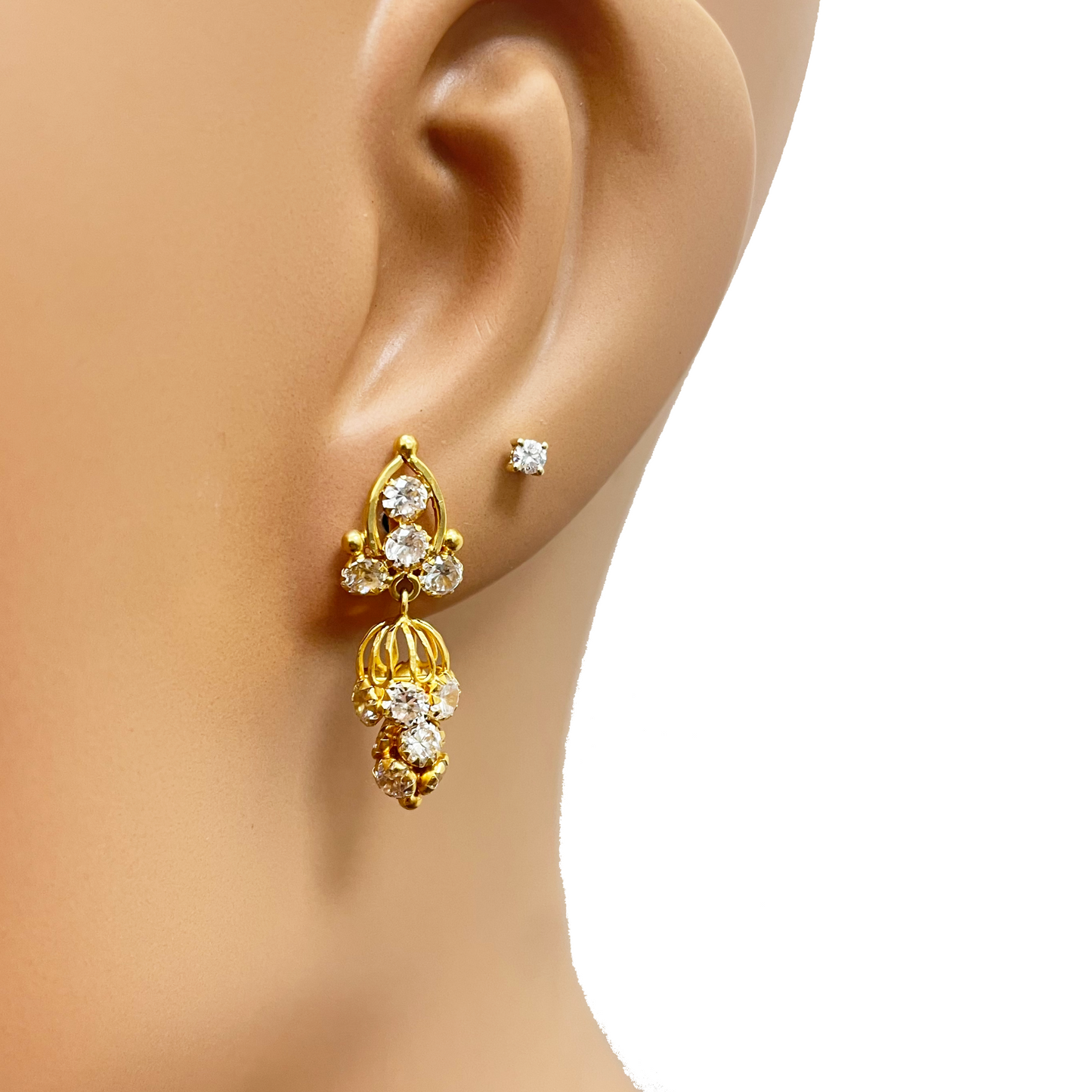 18ct Yellow Gold Beautiful Pre-Owned Cubic Zirconia Necklace & Earring Studs